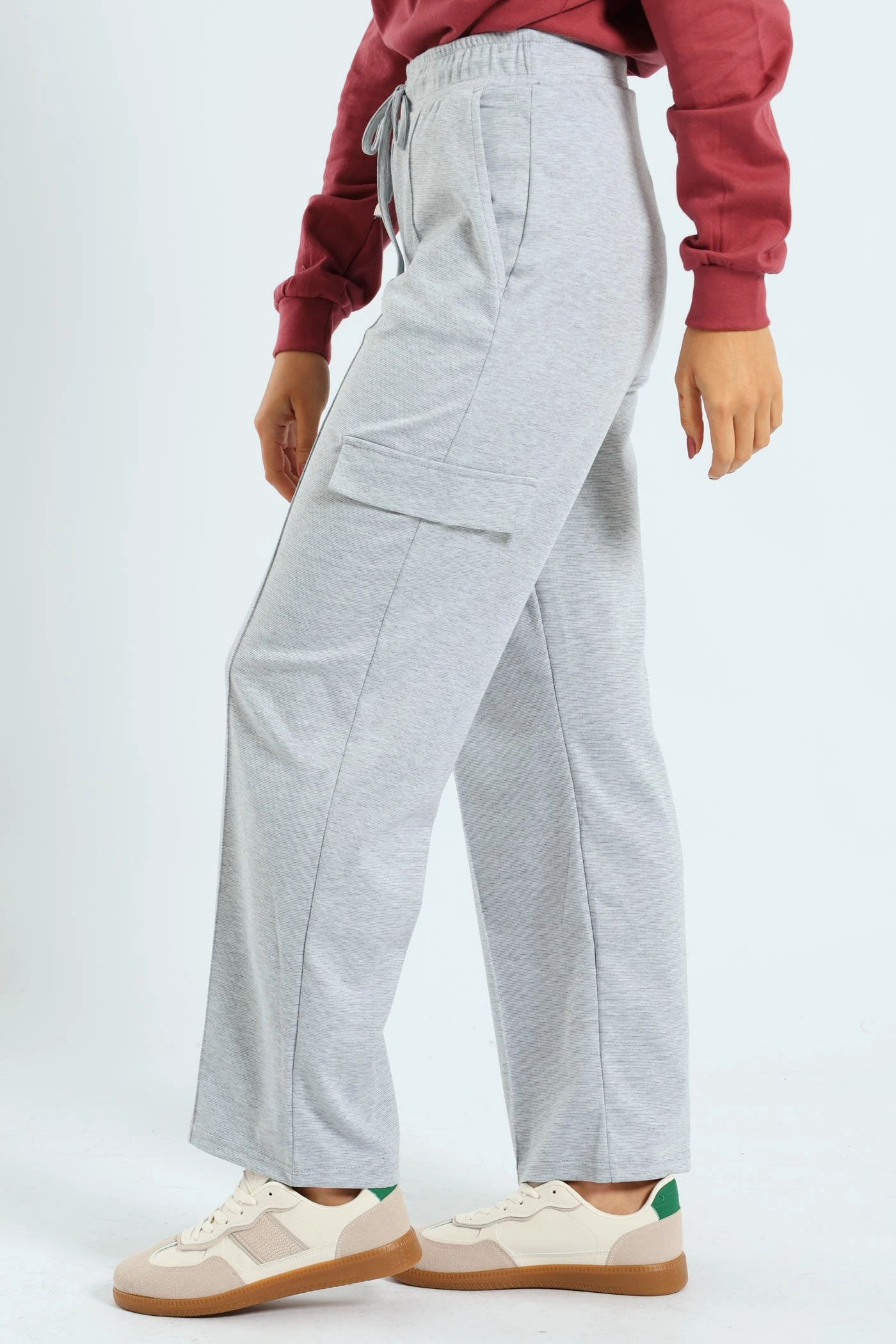Eco Dye Process Minimal Cut Pinched Seam Utility Ponti Wideleg Trouser - Grey Melange