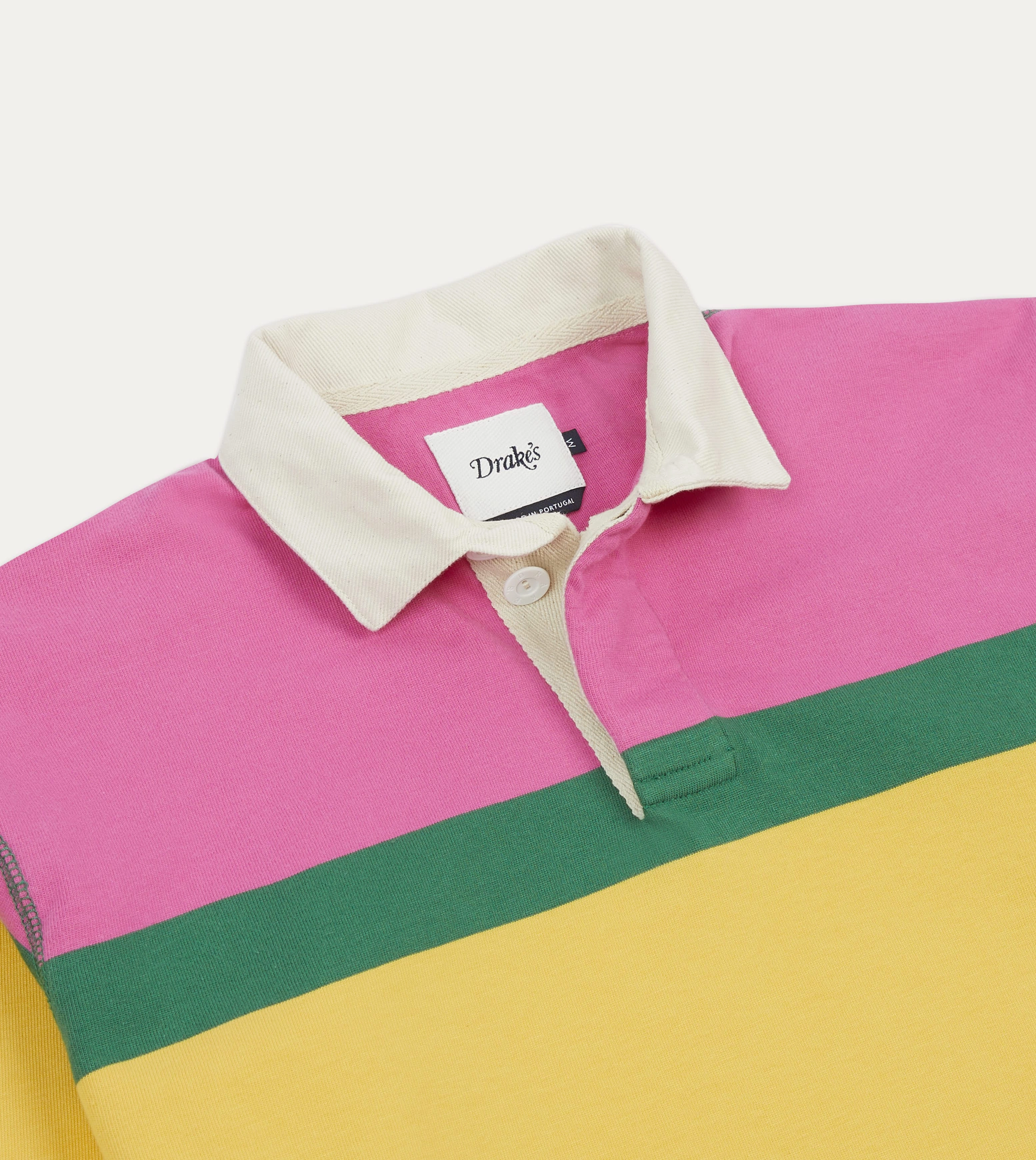 Pink, Green, Yellow and Navy Multi Stripe Cotton Rugby Shirt UV Protective Coating