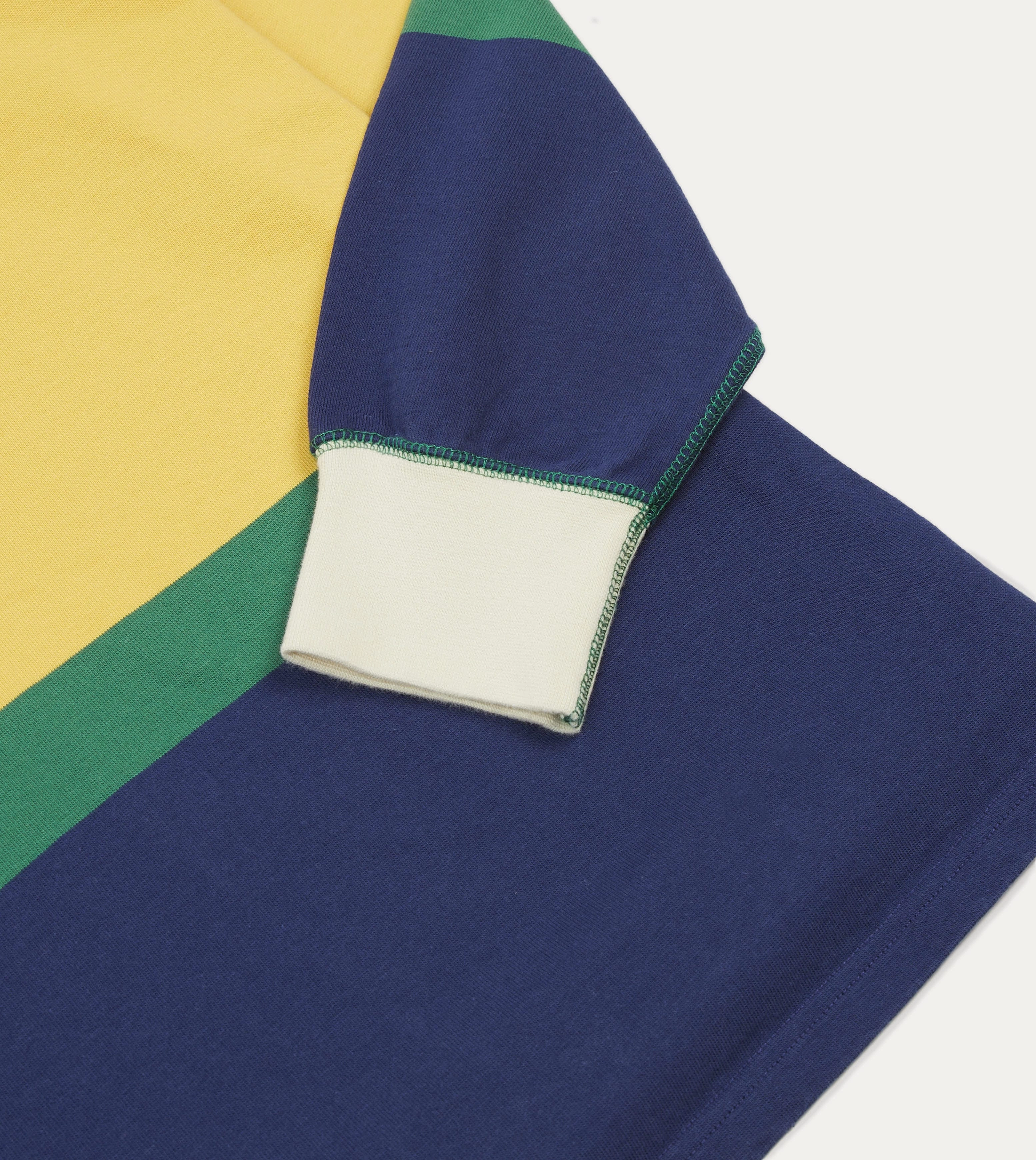 Stretch Fit Technology Pink, Green, Yellow and Navy Multi Stripe Cotton Rugby Shirt