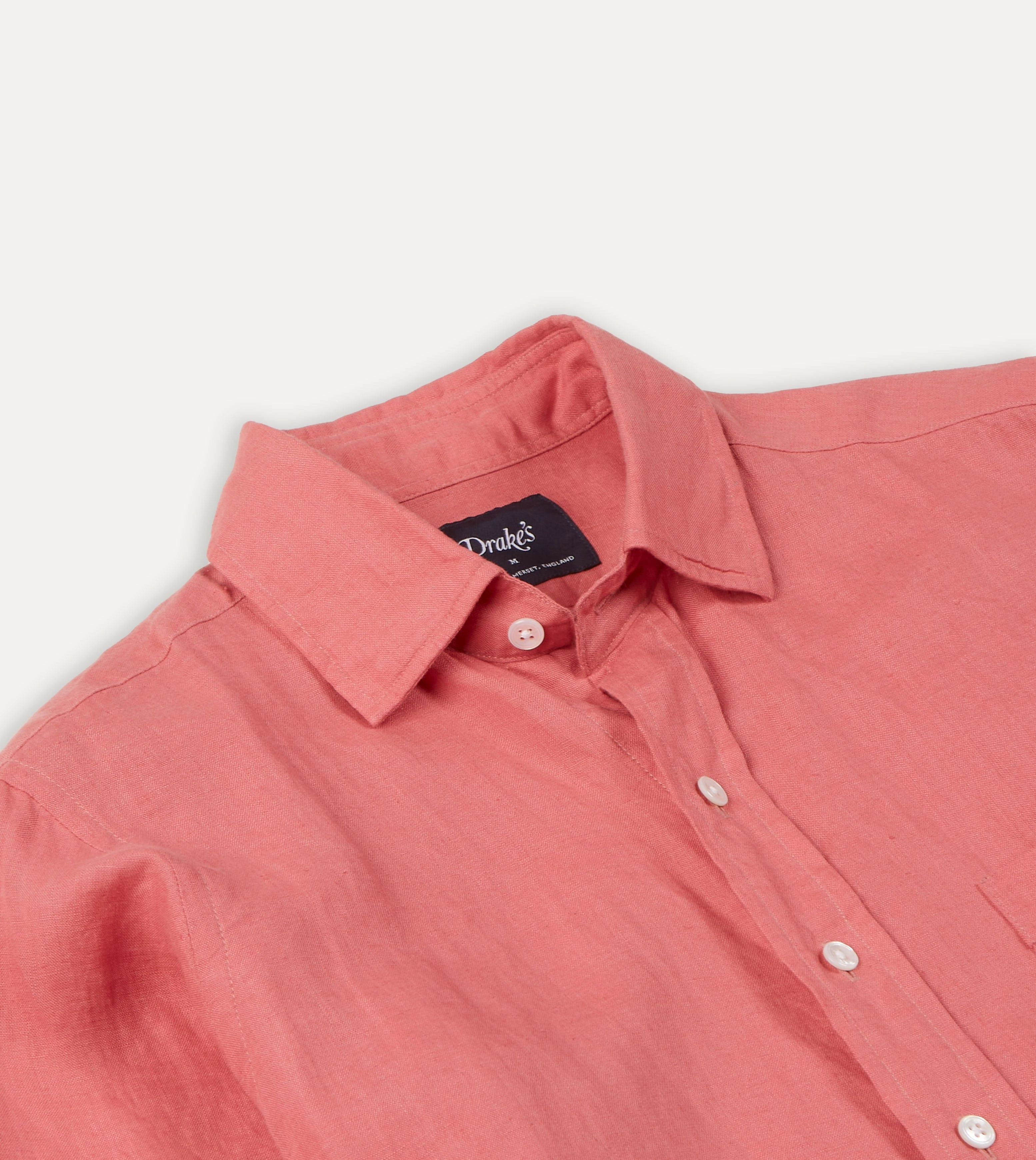 Pink Linen Spread Collar Shirt Layered Look Stylish Detail