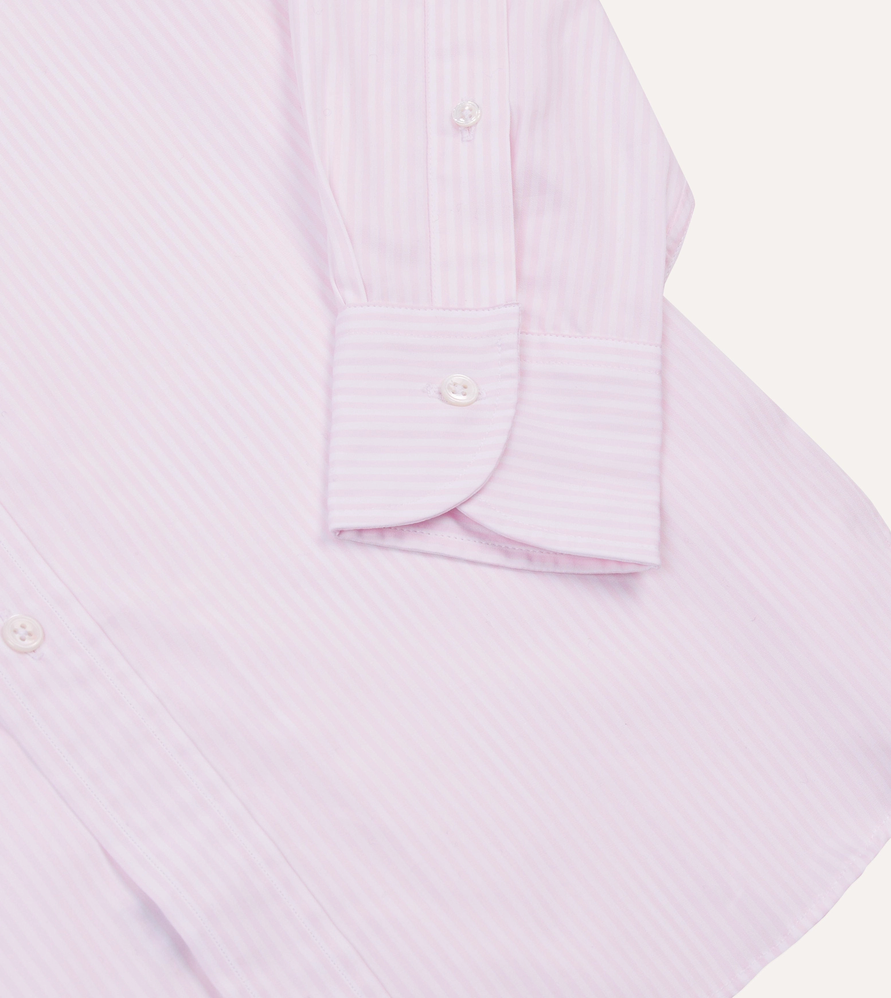 Casual Elegance Pink Narrow Stripe Cotton Poplin Button-Down Shirt