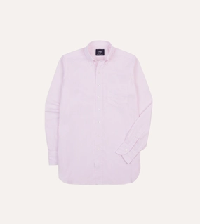 Smooth Texture Pink Narrow Stripe Cotton Poplin Button-Down Shirt