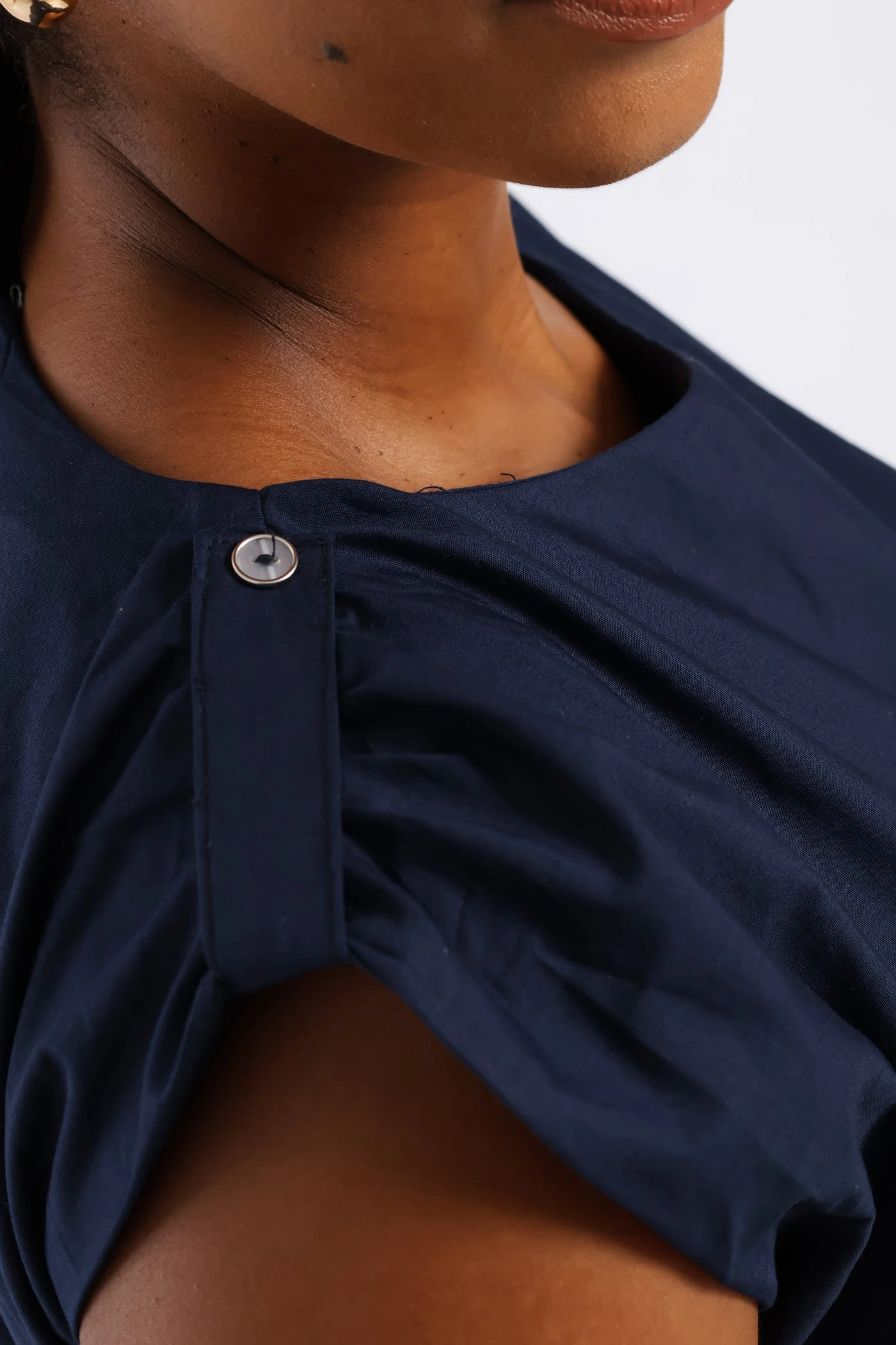 Pintuck Waist Boat Neck Fit & Flare Midaxi Dresses - Navy Casual-Look Elegant Fit