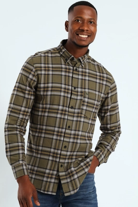 Plaid Shirt - Fatigue/Navy Zip Up Versatile Apparel