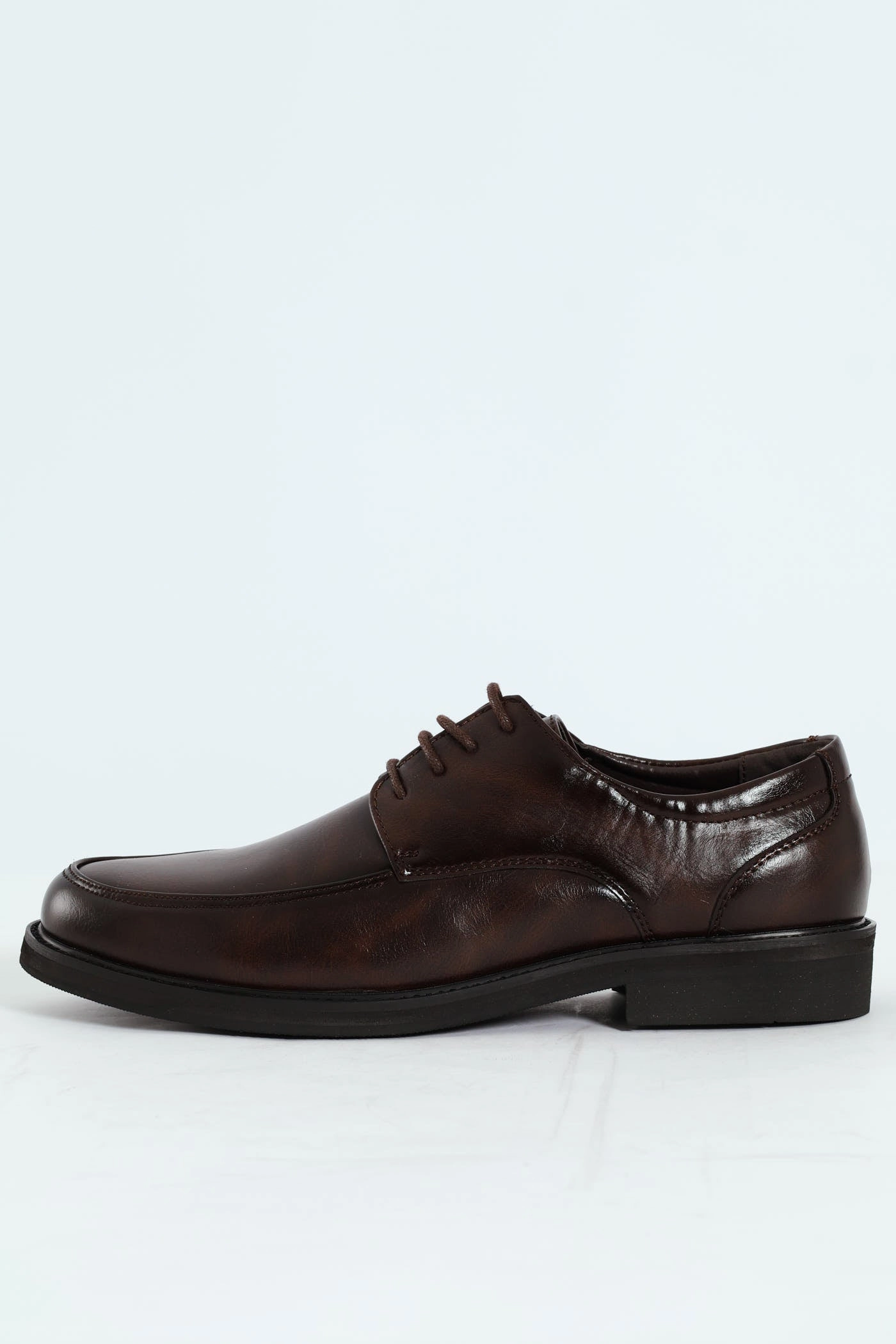 Plain Round Toe Formal Lace Up Shoe - Chocolate Elastic Goring Insert Exact Wear
