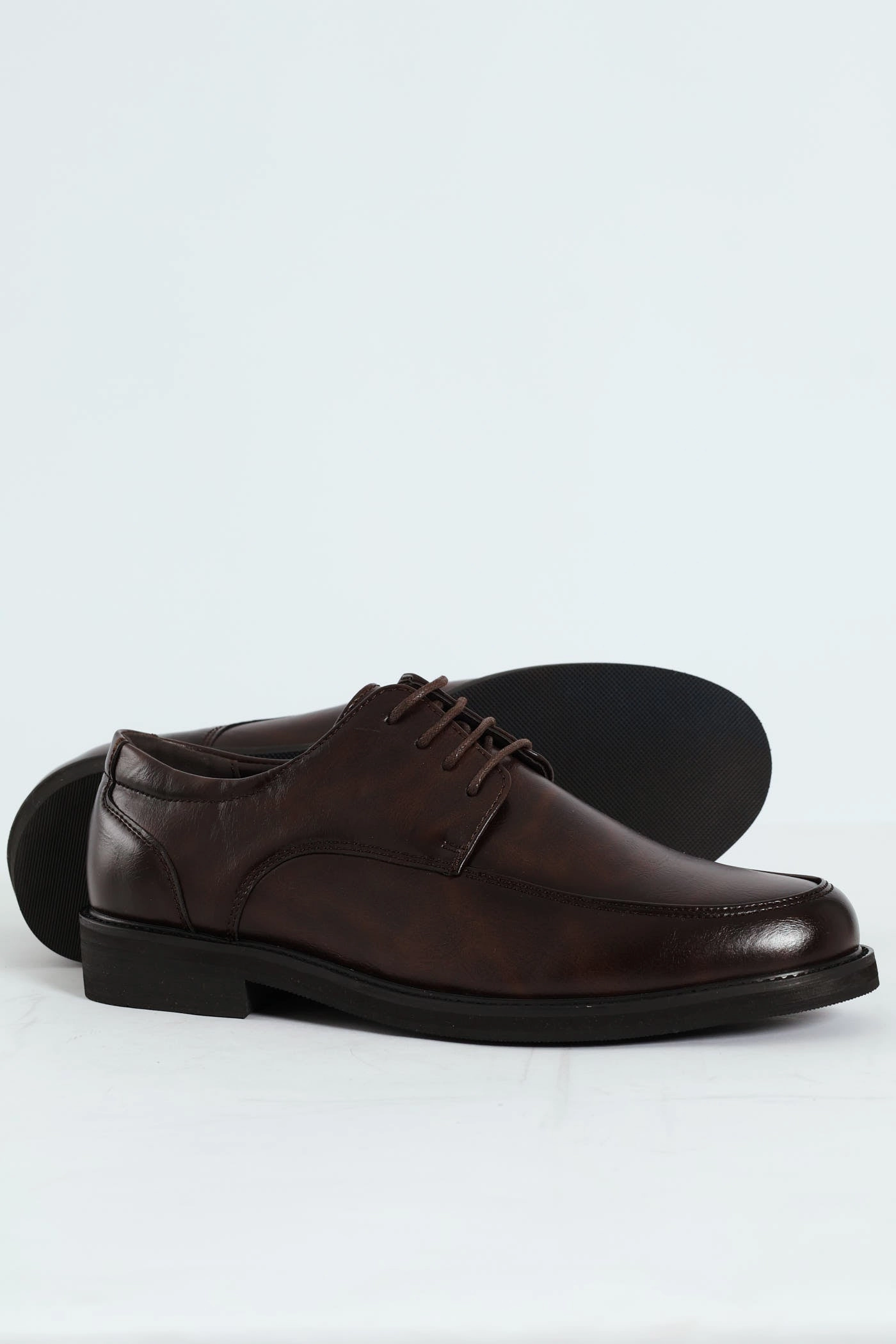 Success Step Plain Round Toe Formal Lace Up Shoe - Chocolate