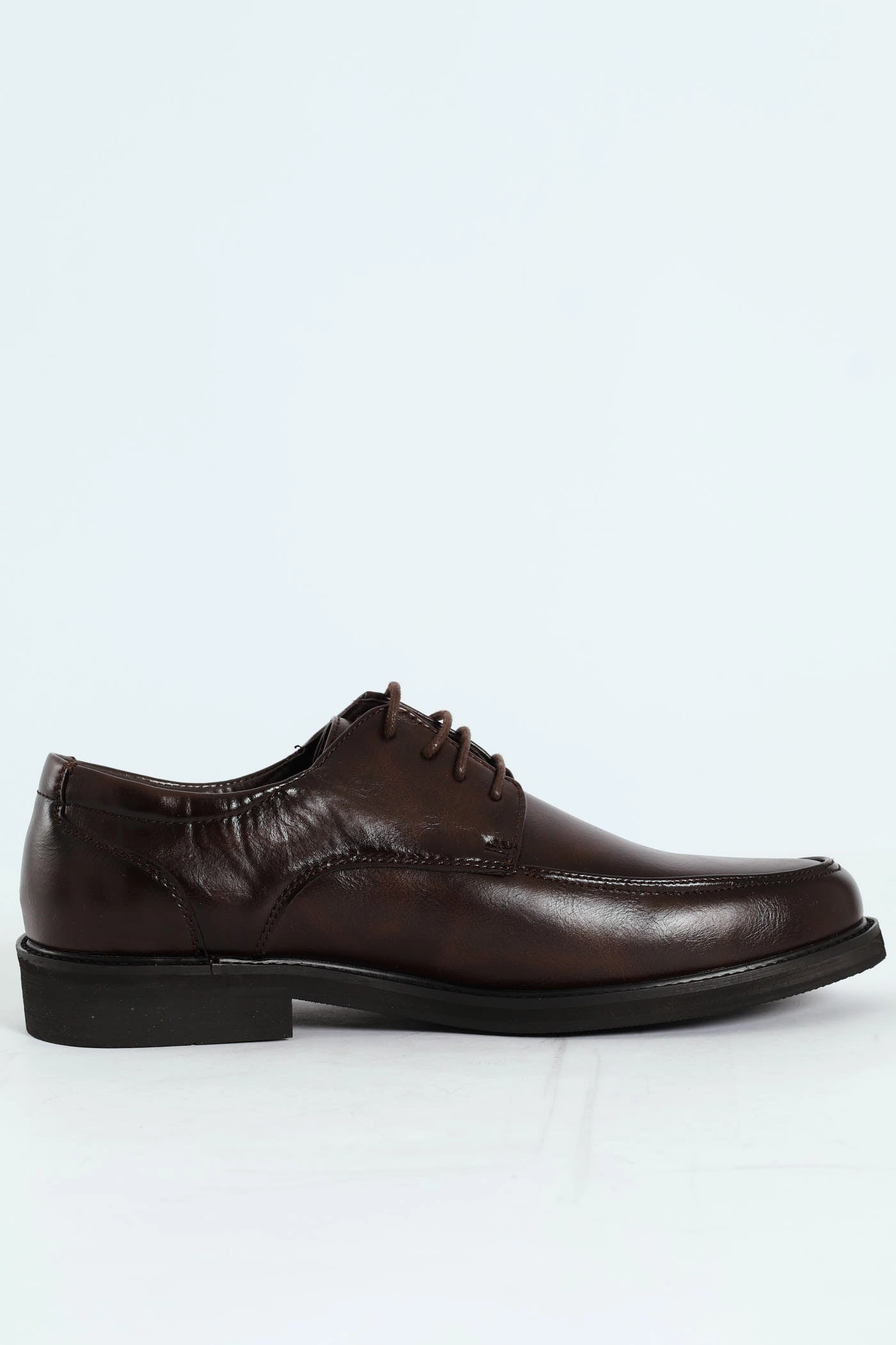 Plain Round Toe Formal Lace Up Shoe - Chocolate Quiet Design Shine Finish