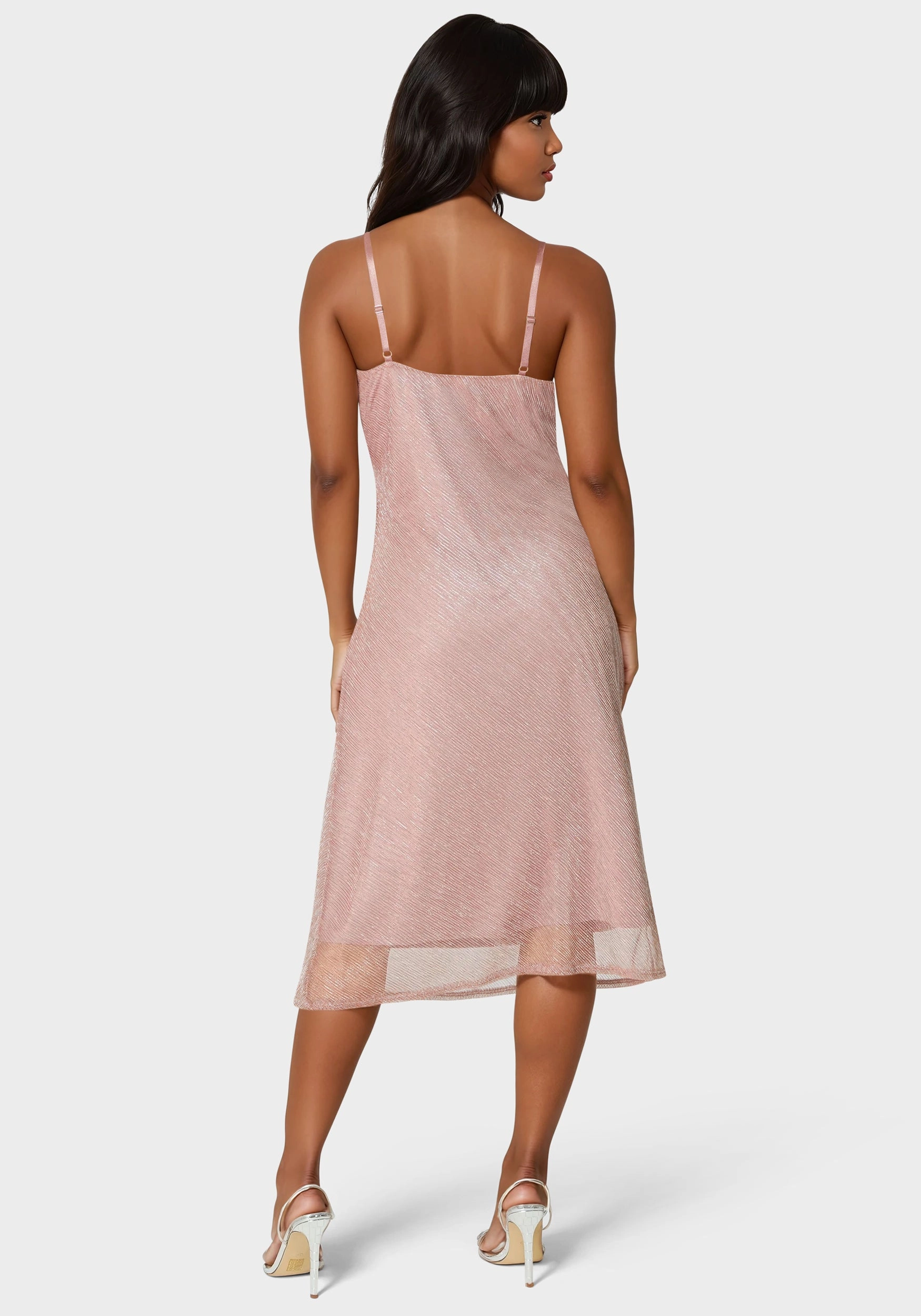 Pleated Cowl Neck Midi Dress Casual Outfit