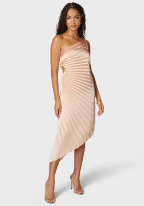Pleated One Shoulder Gown Low Maintenance Day Glow