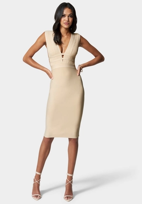 Pose Sweet Plunge Neck Bandage Dress