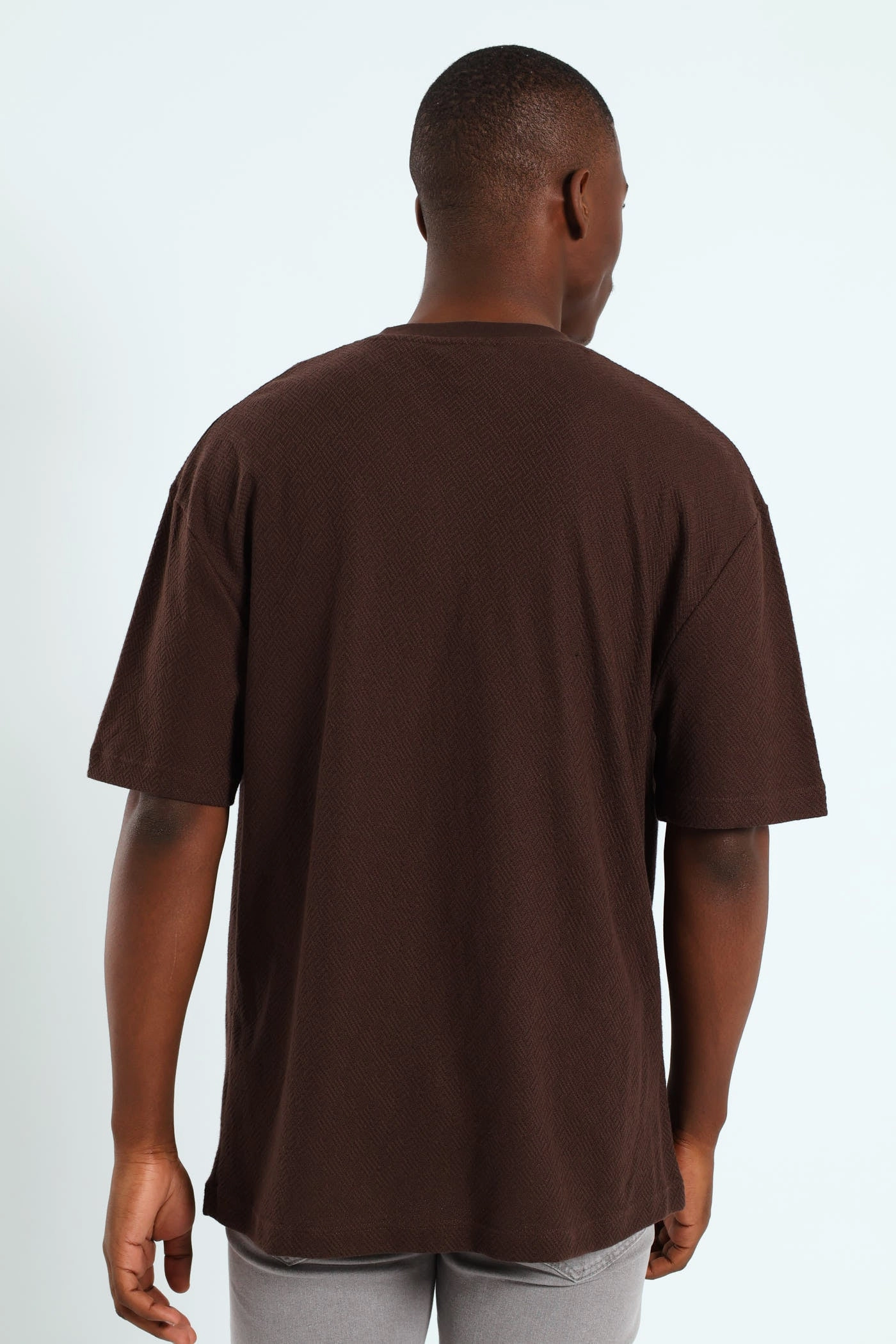 Fashion Layer Pointelle Textured Tee - Dark Brown