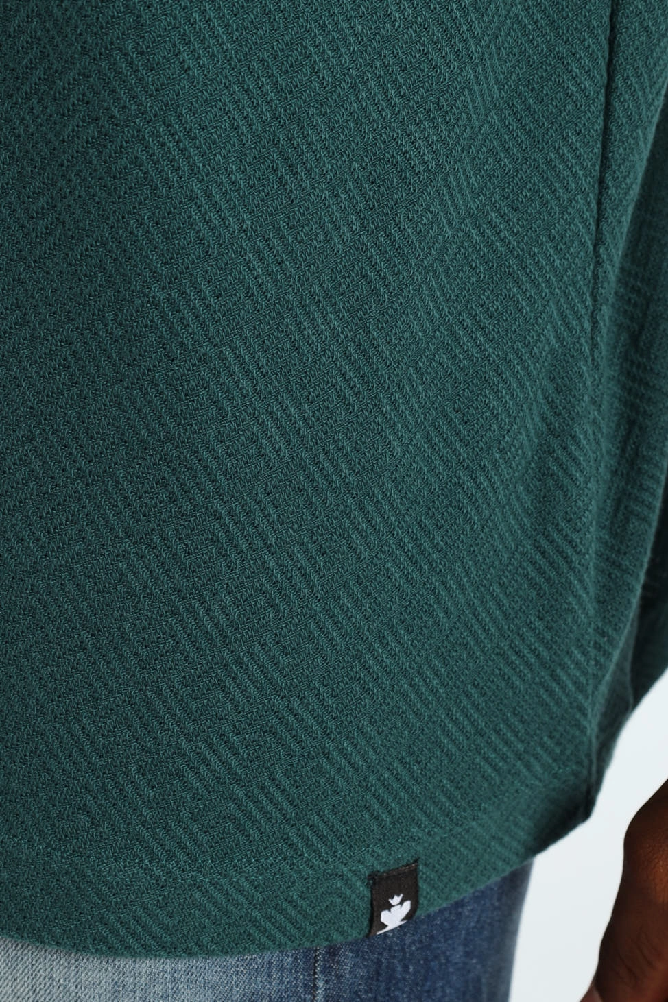 Flattering Cut Pointelle Textured Tee - Forest Green
