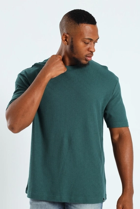 MultiPly Fabric Pointelle Textured Tee - Forest Green