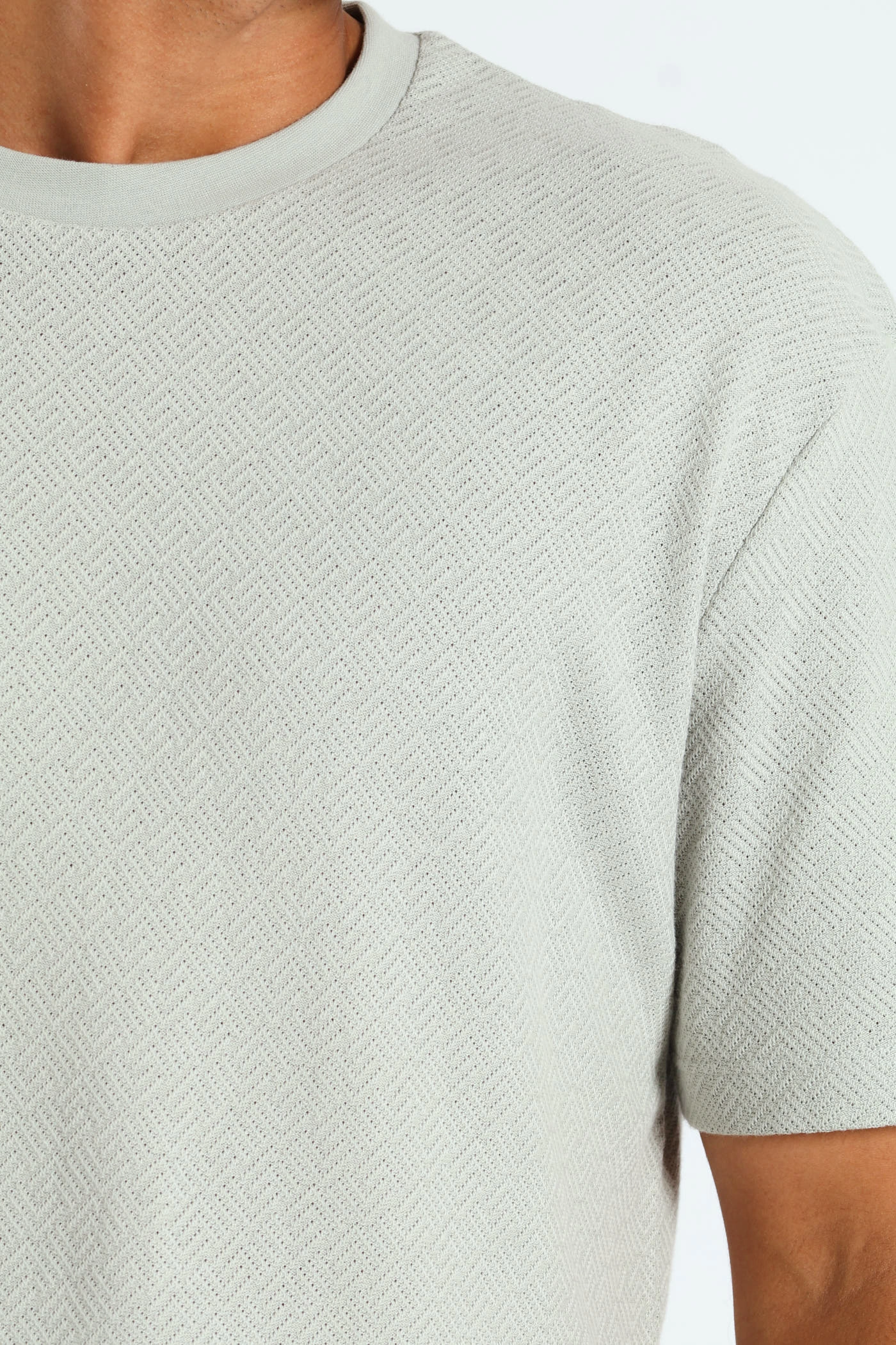 Pointelle Textured Tee - Grey Essential Style Wear Weekend Comfort Style