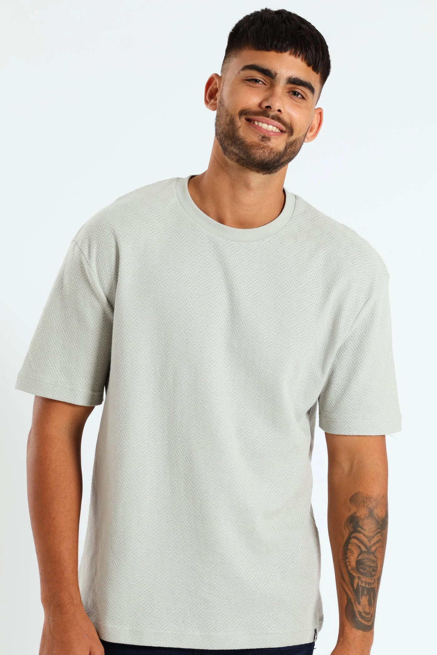 Pointelle Textured Tee - Grey WrinkleResistant Playful Prints