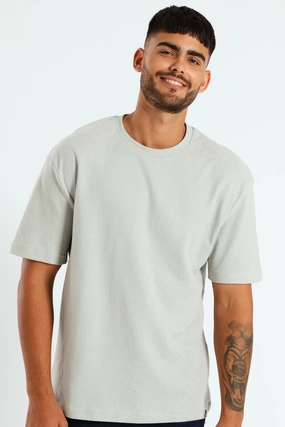 Pointelle Textured Tee - Grey WrinkleResistant Playful Prints
