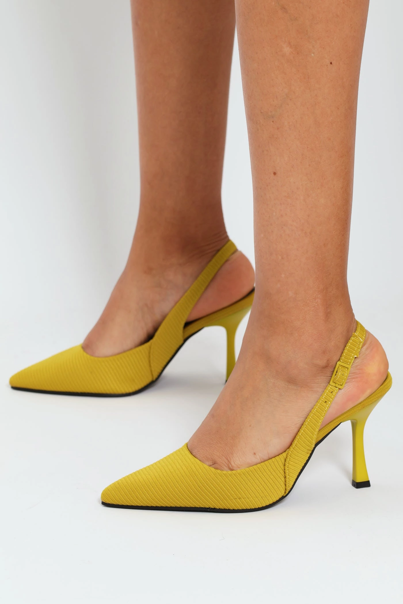 Pointy Sling Back Kitten Heel - Chartreuse Travel Light Trendy Platform Heels