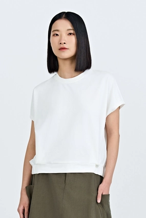 Comfortable Wear Elasticised Hem Tee - Cream