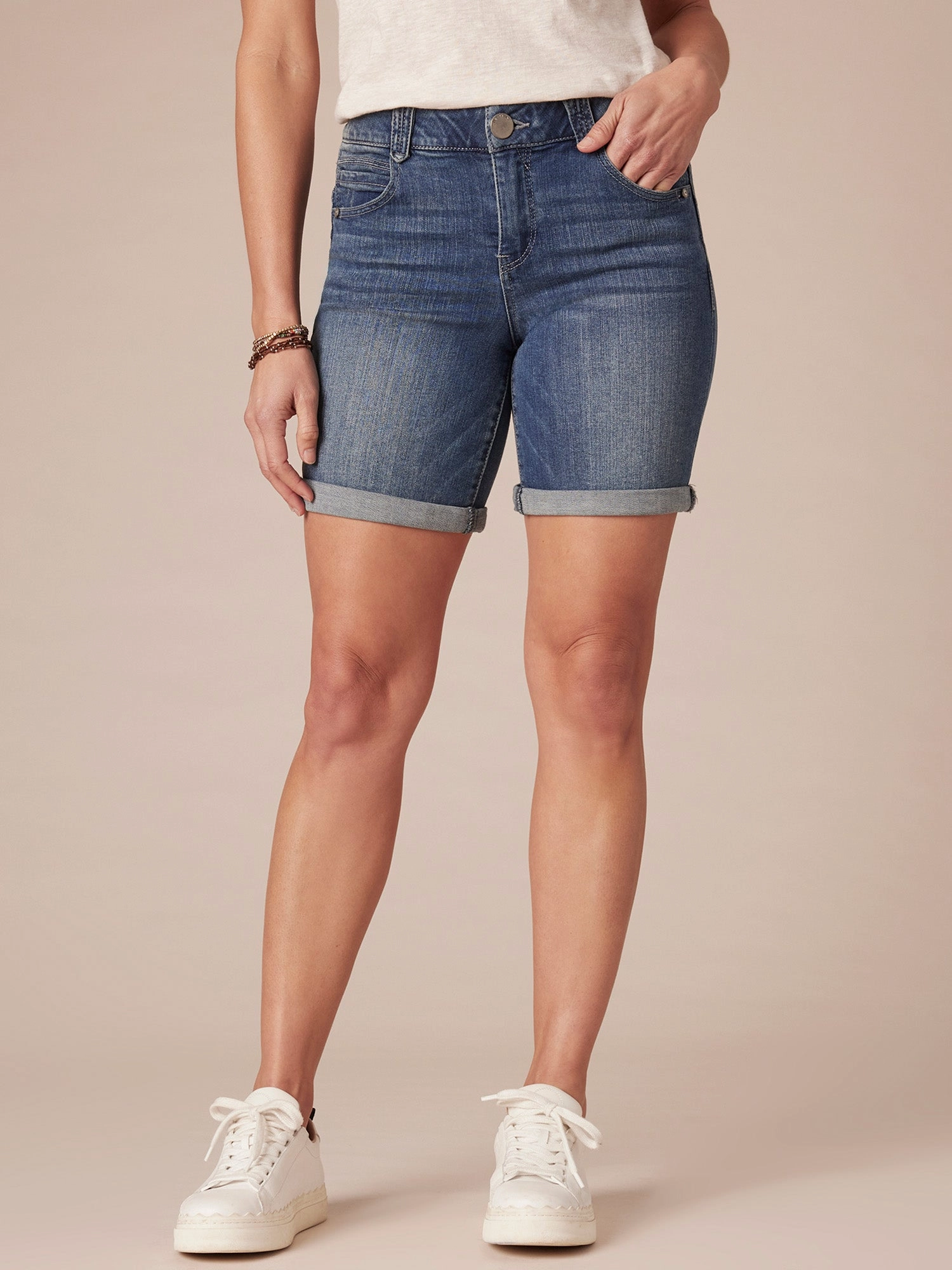 Relax Fit "Ab"solution? 6" Inseam Blue Denim Petite Shorts