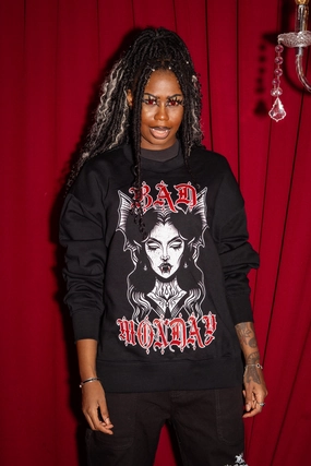 Vampy Sweater / Black Tear Resistant Fabric Blends Very Cold