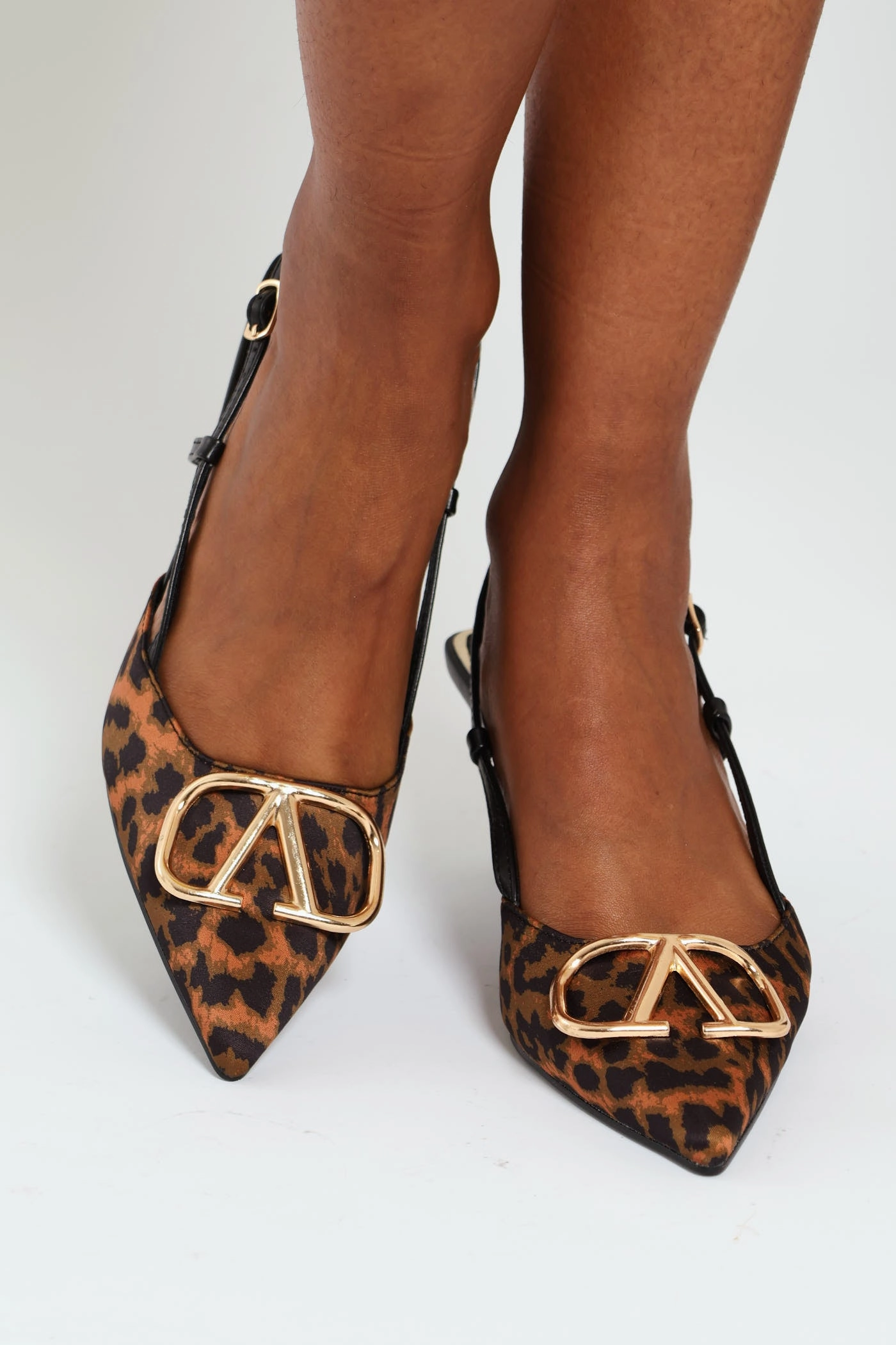 Leopard Print Square Vamp Slingback Mule Heel Embellished Wedding Shoes