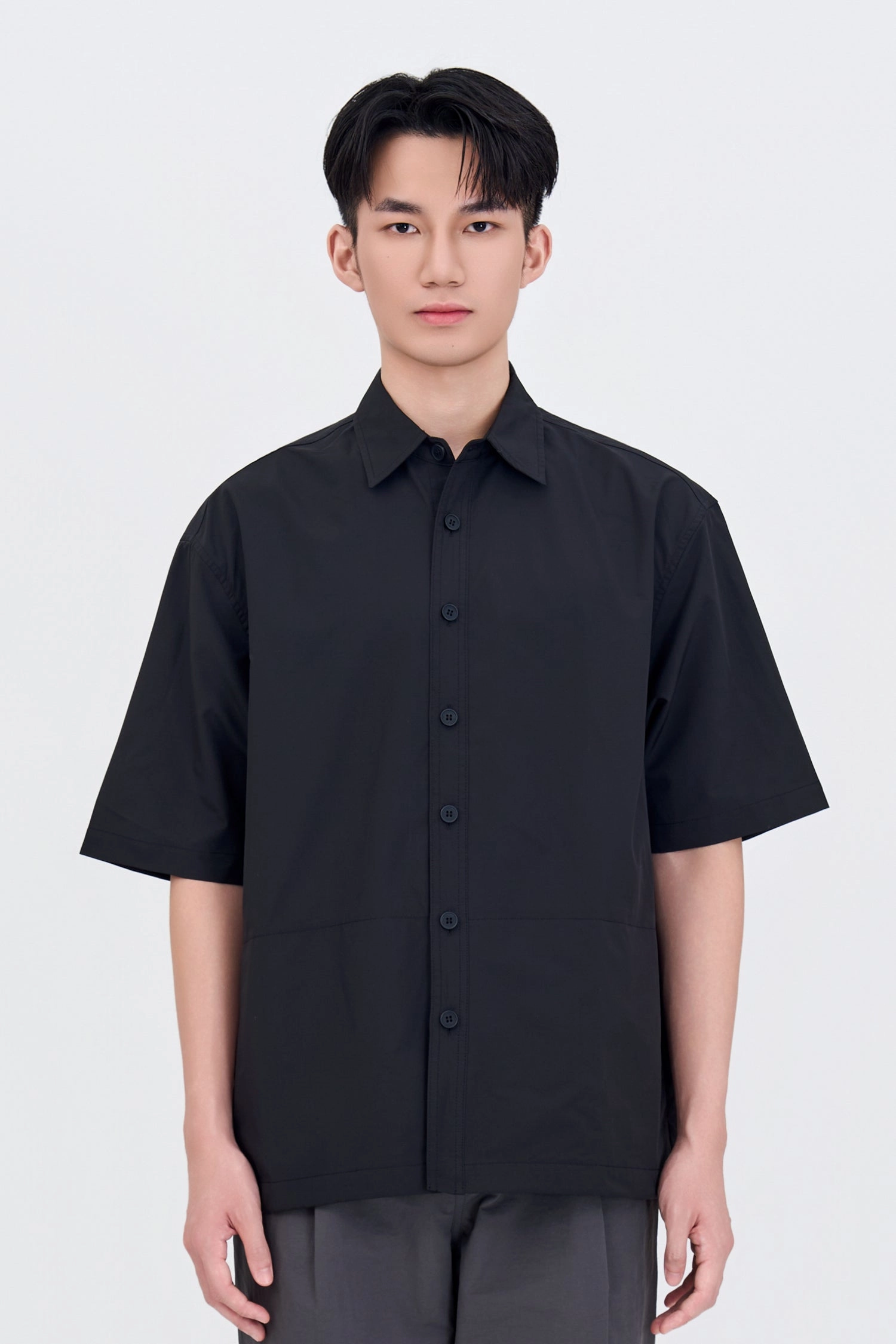 Effortless Style Cozy Look Wear Casual Point Collar Shirt - Black