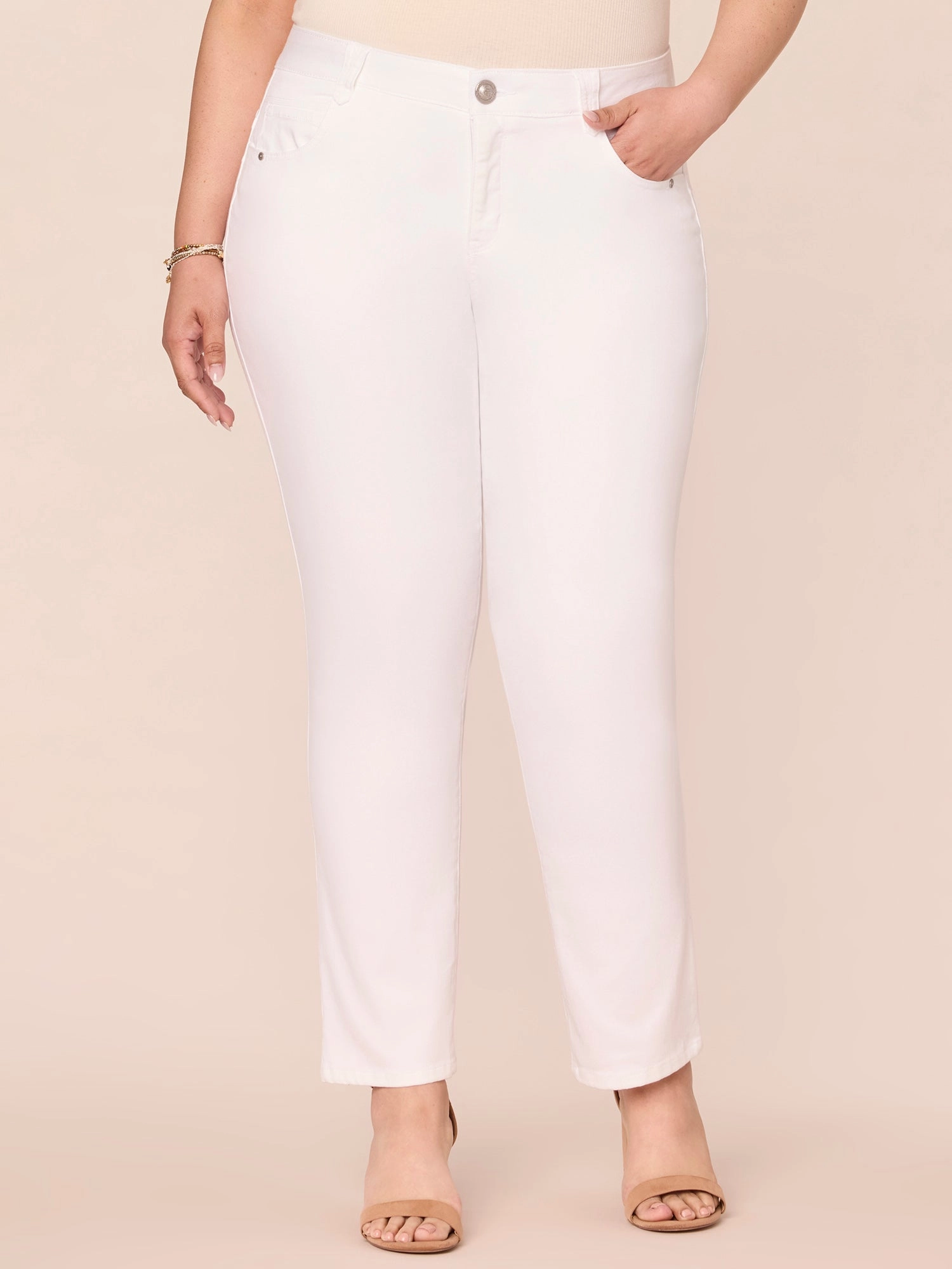 fresh feel Wide Leg Silhouette "Ab"solution? Optic White Plus Straight Leg Jeans