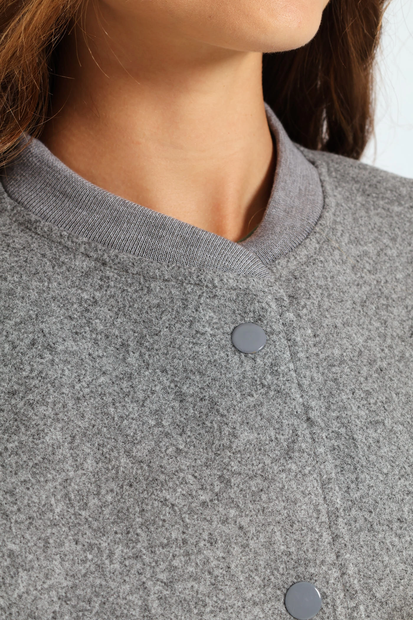 Preppy Melton Bomber Jacket - Charcoal Melange Comfortable lining