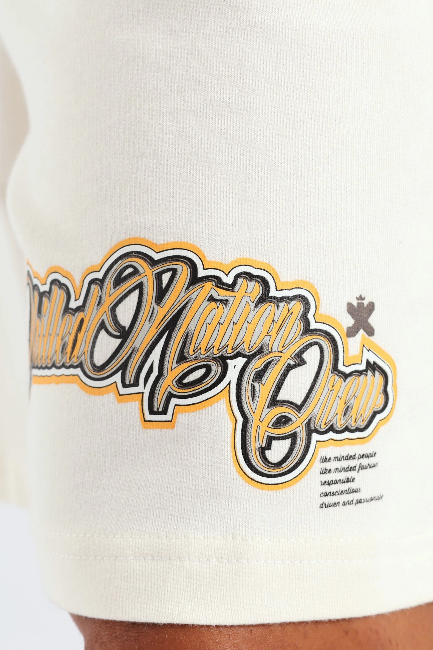 Printed Fleece Shorts - Ecru Petite - friendly Workout Gear Sleek Fit