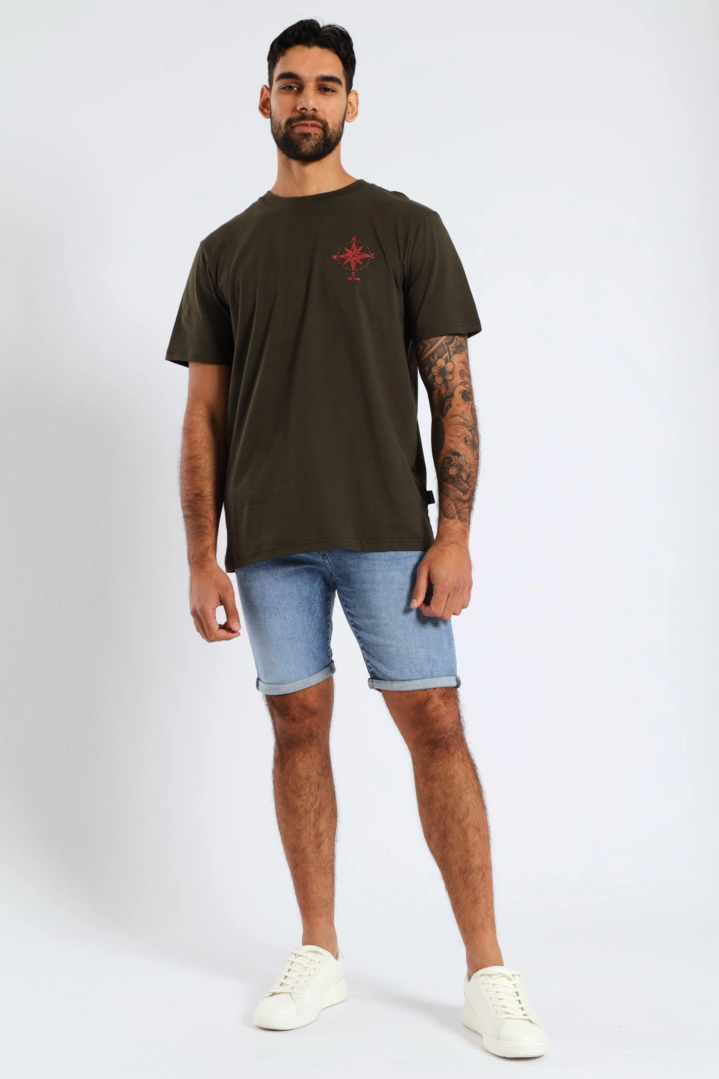 Printed Pattern Vintage Denim Short - Mid Wash Christmas gift Sleek Comfort Wear