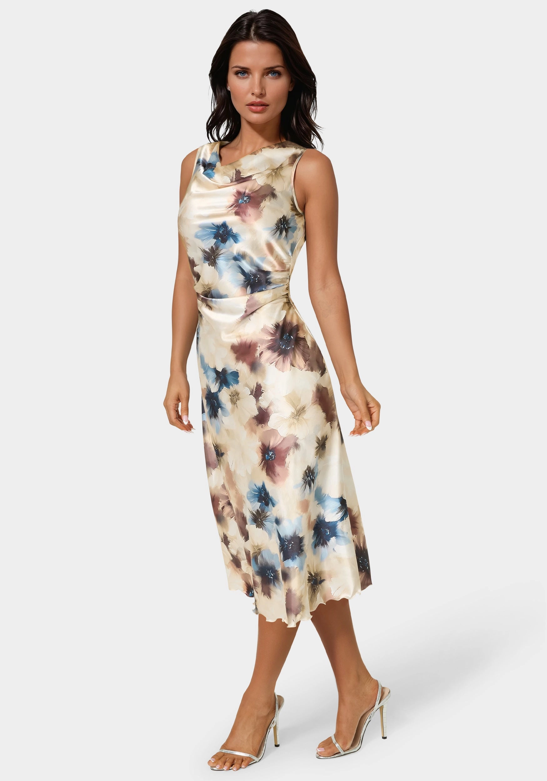 Printed Satin Cowl Maxi Dress Classic-style Warm Pink