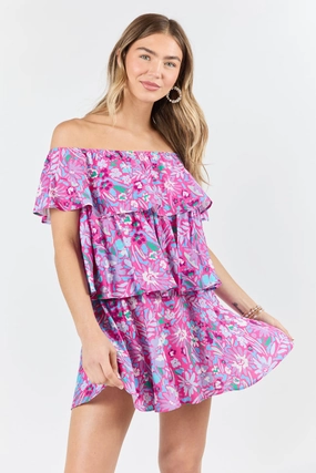 Statement Look MultiPurposePockets Keeping My Promise Pink Off The Shoulder Floral Printed Mini Dress FINAL SALE