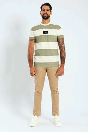 Ribbed Collar Design Pjc Lizwe Tee - Olive