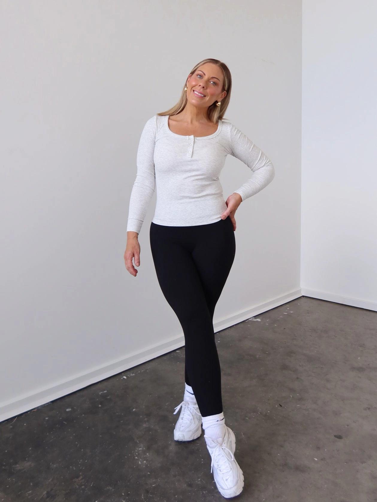 Button up Prudence Top - Grey