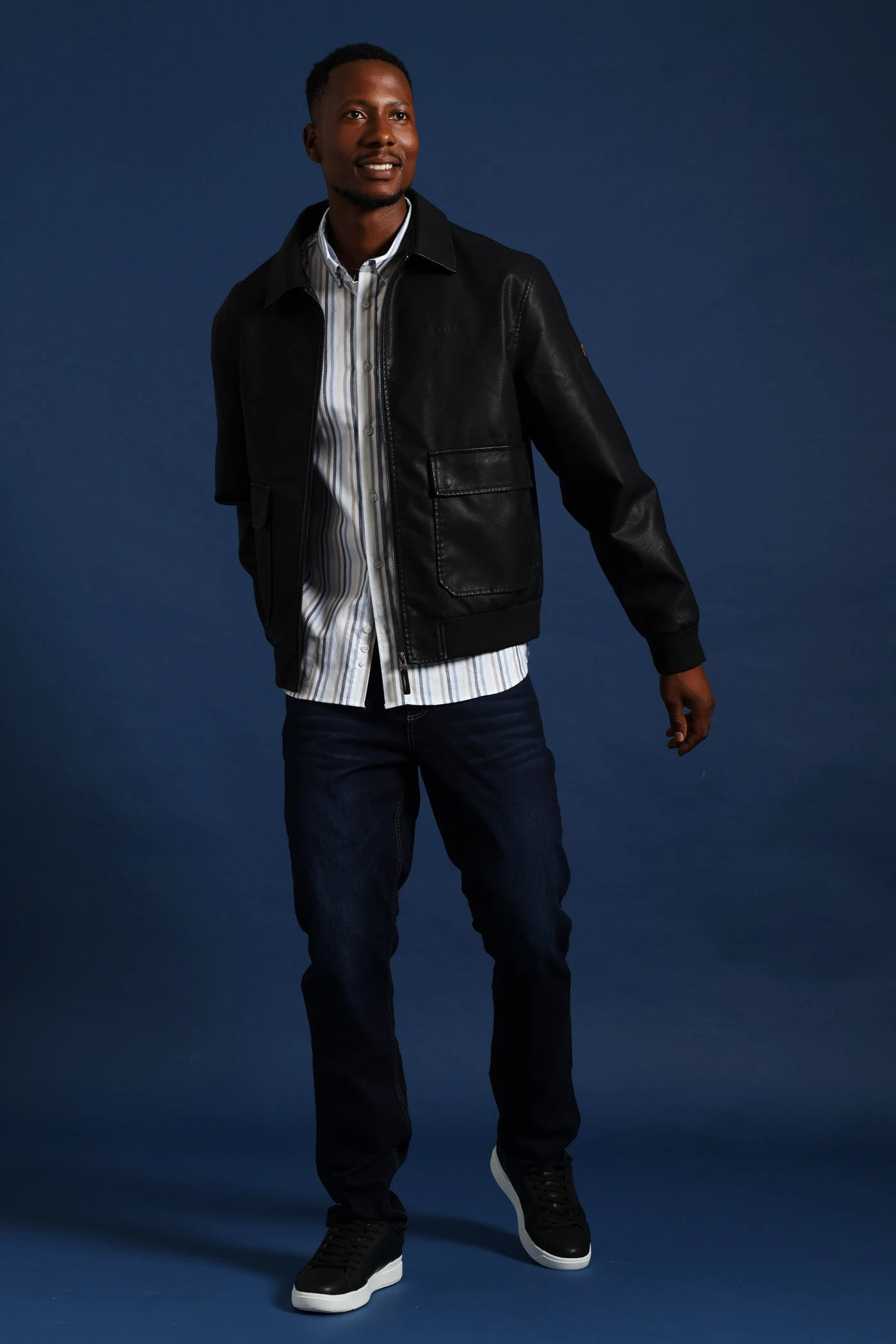 PU Zip Through Bomber - Black Stylish Comfort