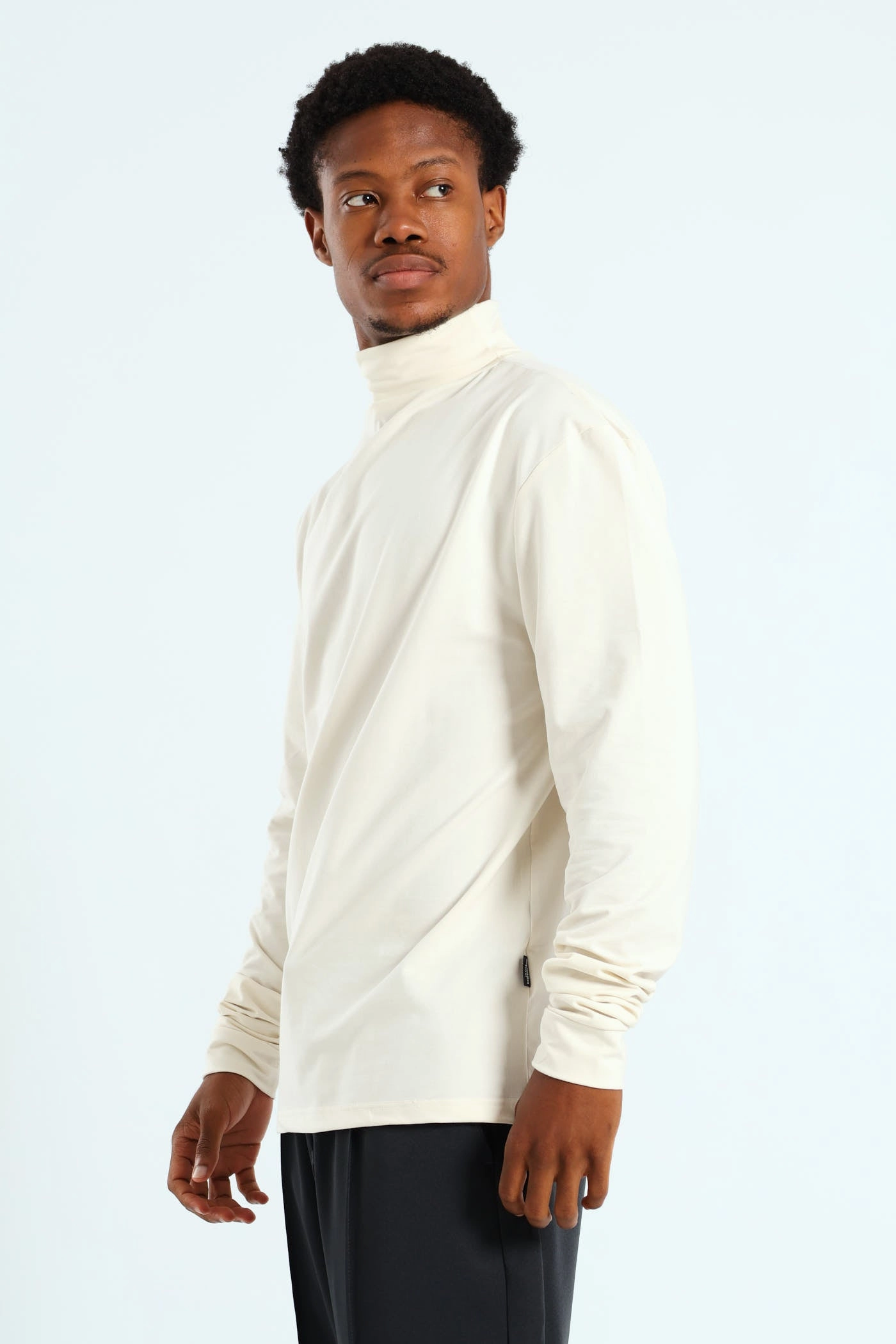 Long Sleeve Rollneck Tee - Cream Weekend Style Trend LightweightBlend