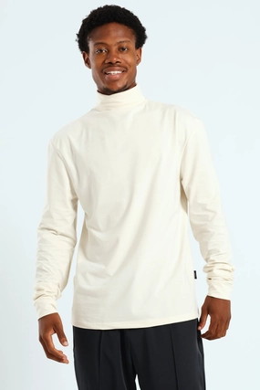 Sleeveless freedom Long Sleeve Rollneck Tee - Cream