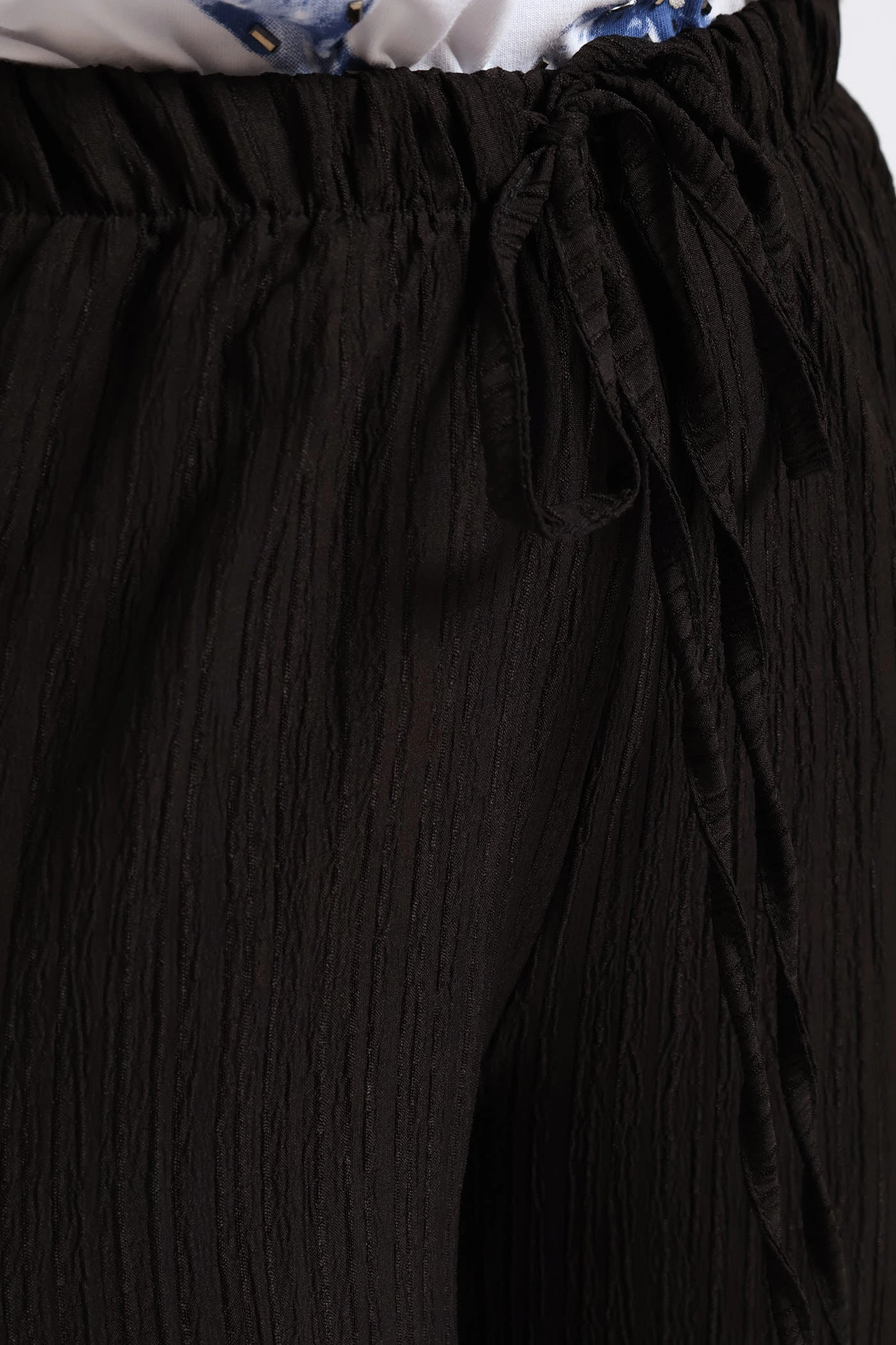 Pull On Drawstring Crinkle Wideleg Pant - Black Quick Layer