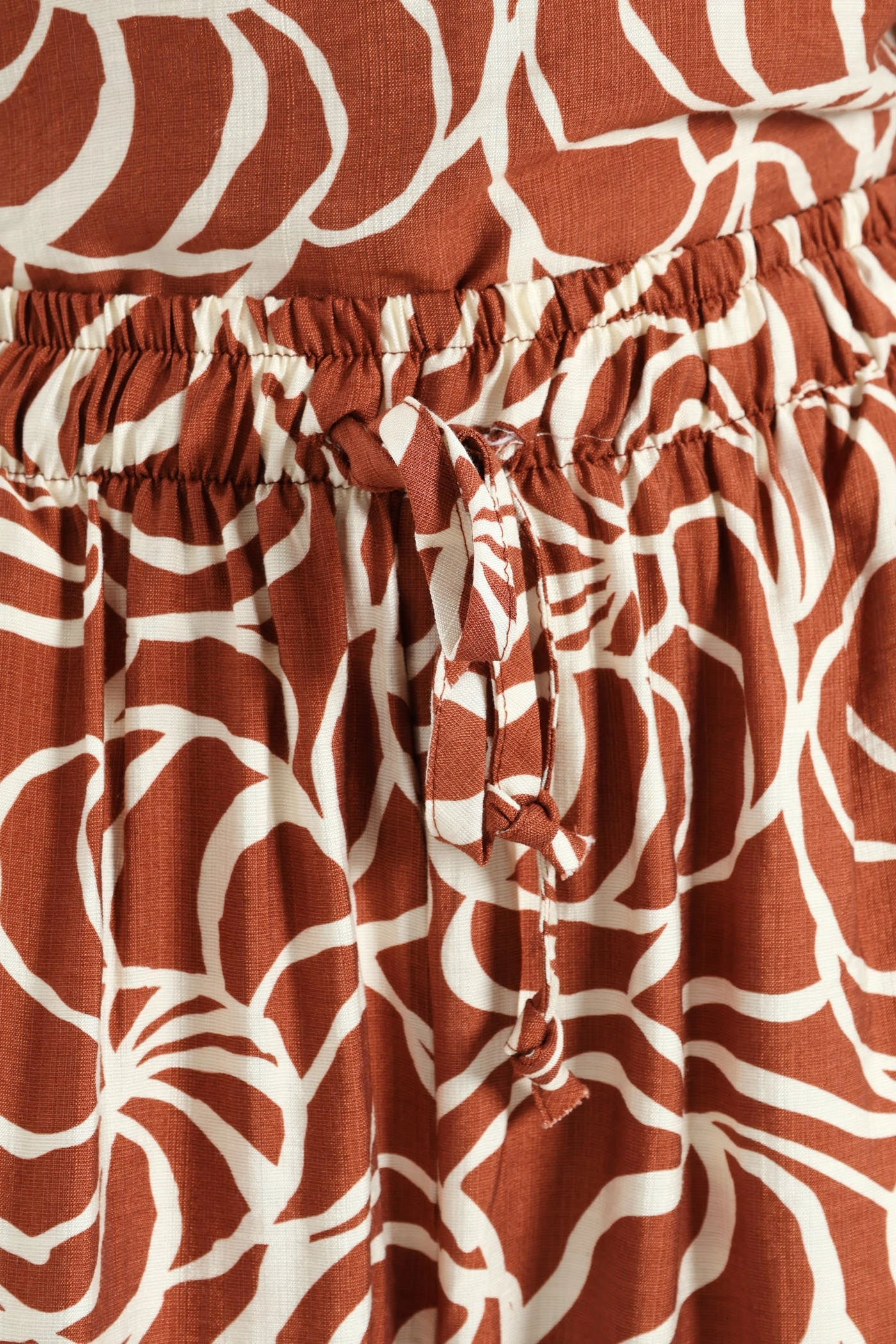 Pull-On Drawstring Wideleg Pant - Rust/Cream Layer Ready