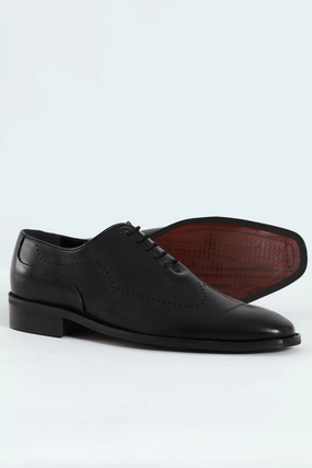 Opulent Fit Punched Detail Oxford Shoe - Black