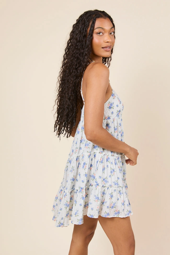Profile Enhancer Change My Tune Blue Floral Square Neck Romper Dress