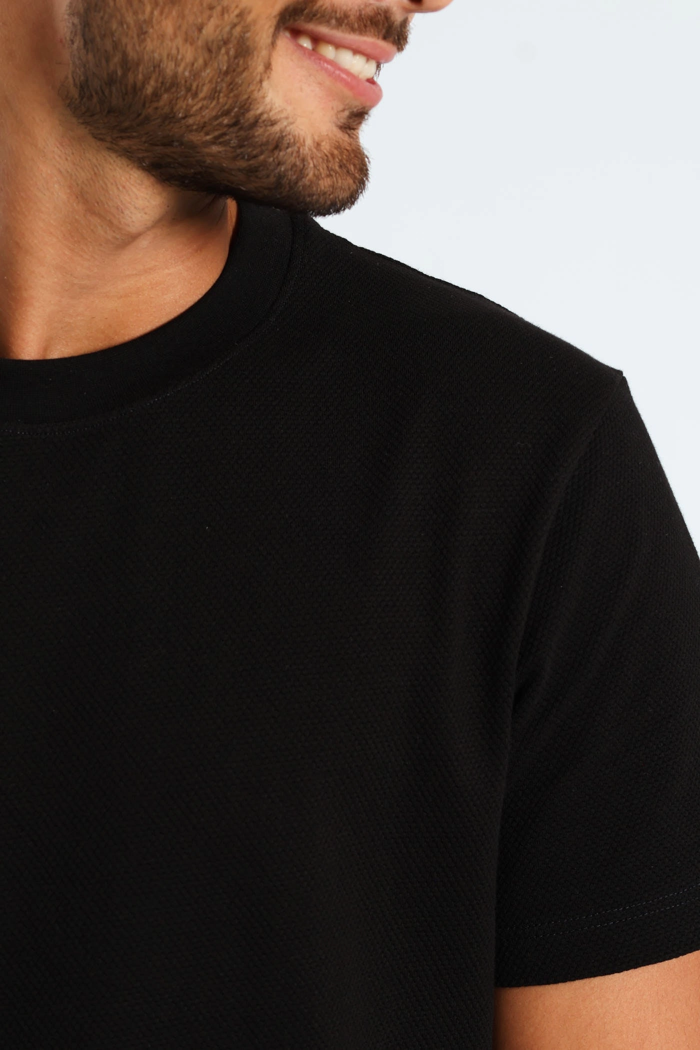 Waffle Crew Tee - Black Fashion Fit