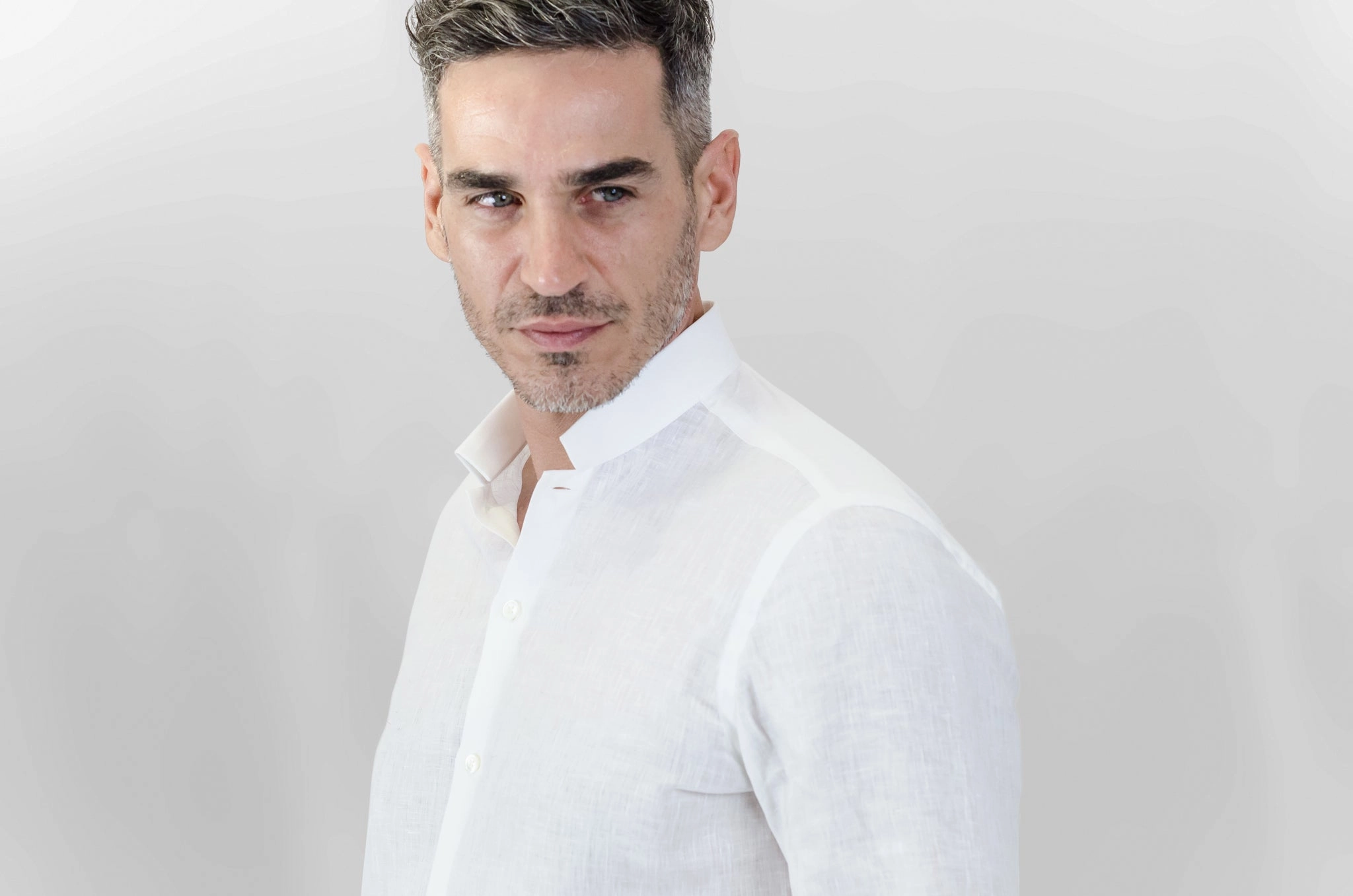 kids' Conrad Golden Linen shirt (ice white)