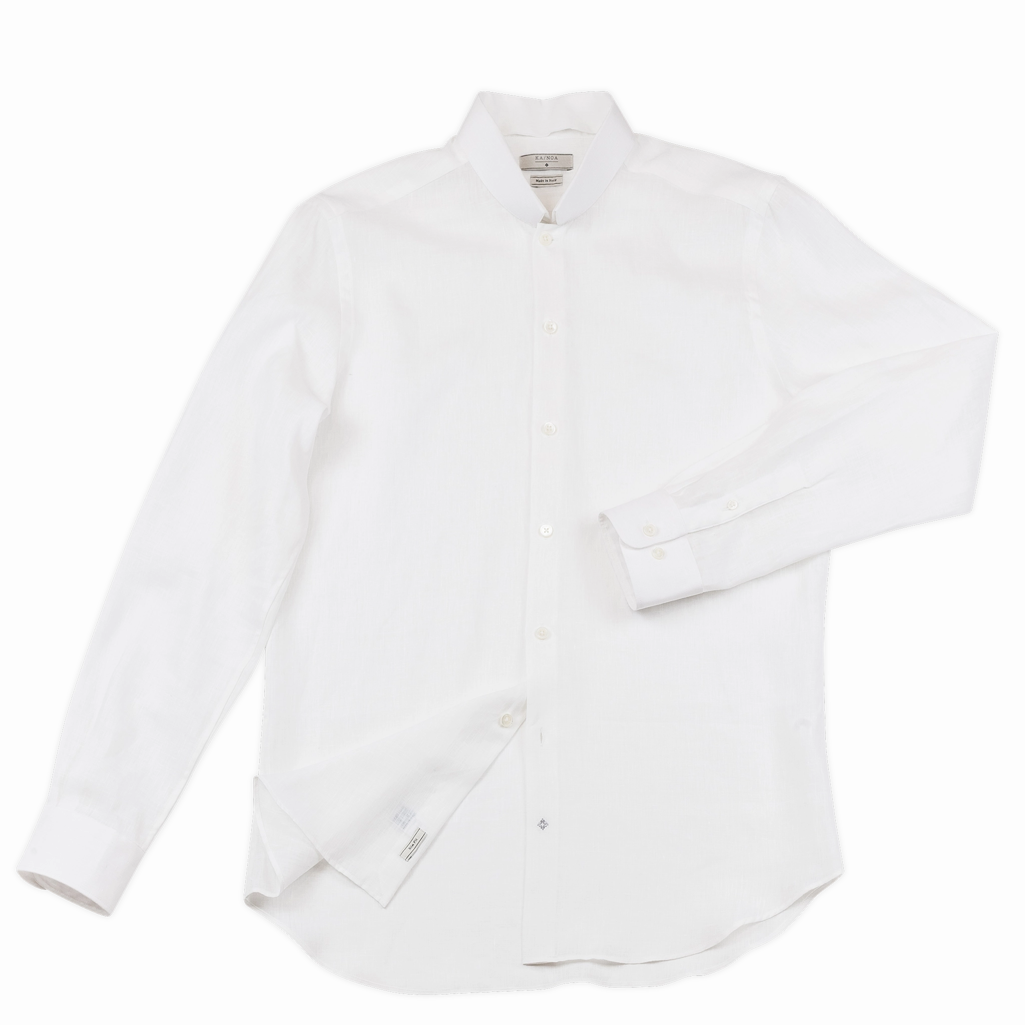 Conrad Golden Linen shirt (ice white) Layered Collar Structure