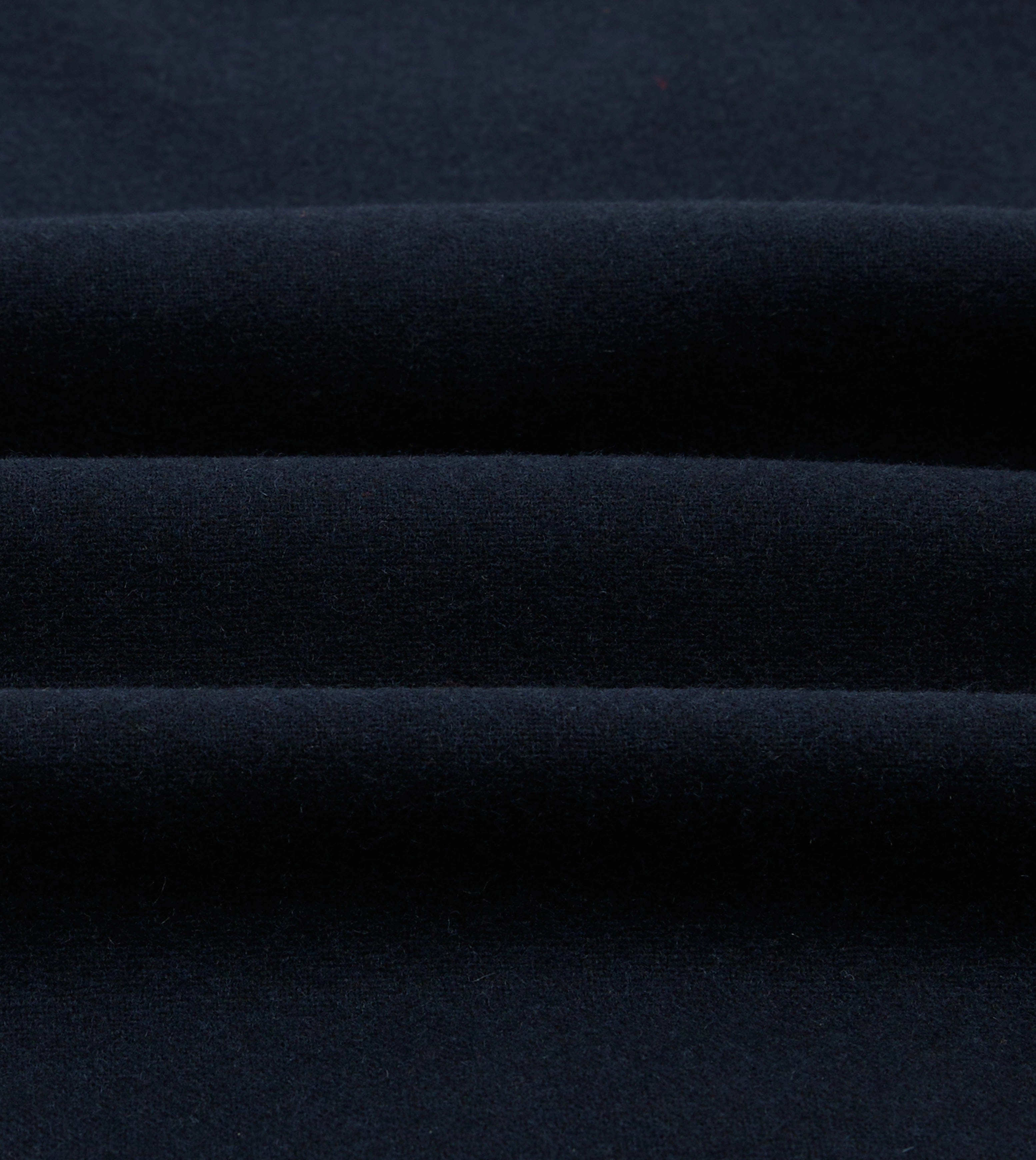 Embroidered Detail Navy Wool Four-Pocket Camp Collar Work Shirt