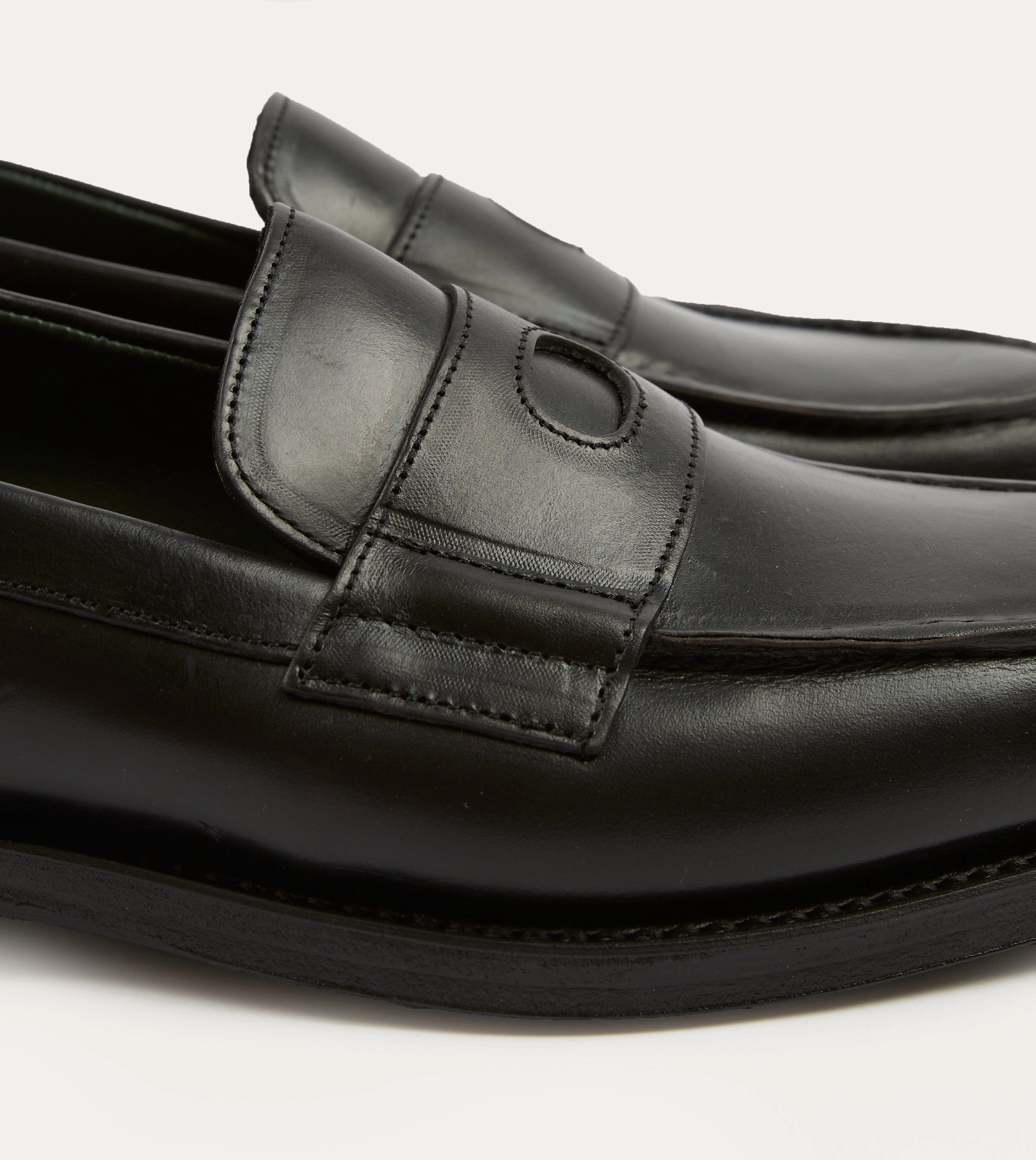 Black Leather Charles Goodyear Welted Penny Loafer Comfort Blend