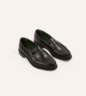 Black Leather Charles Goodyear Welted Penny Loafer Comfortable to wear Evening Stroll