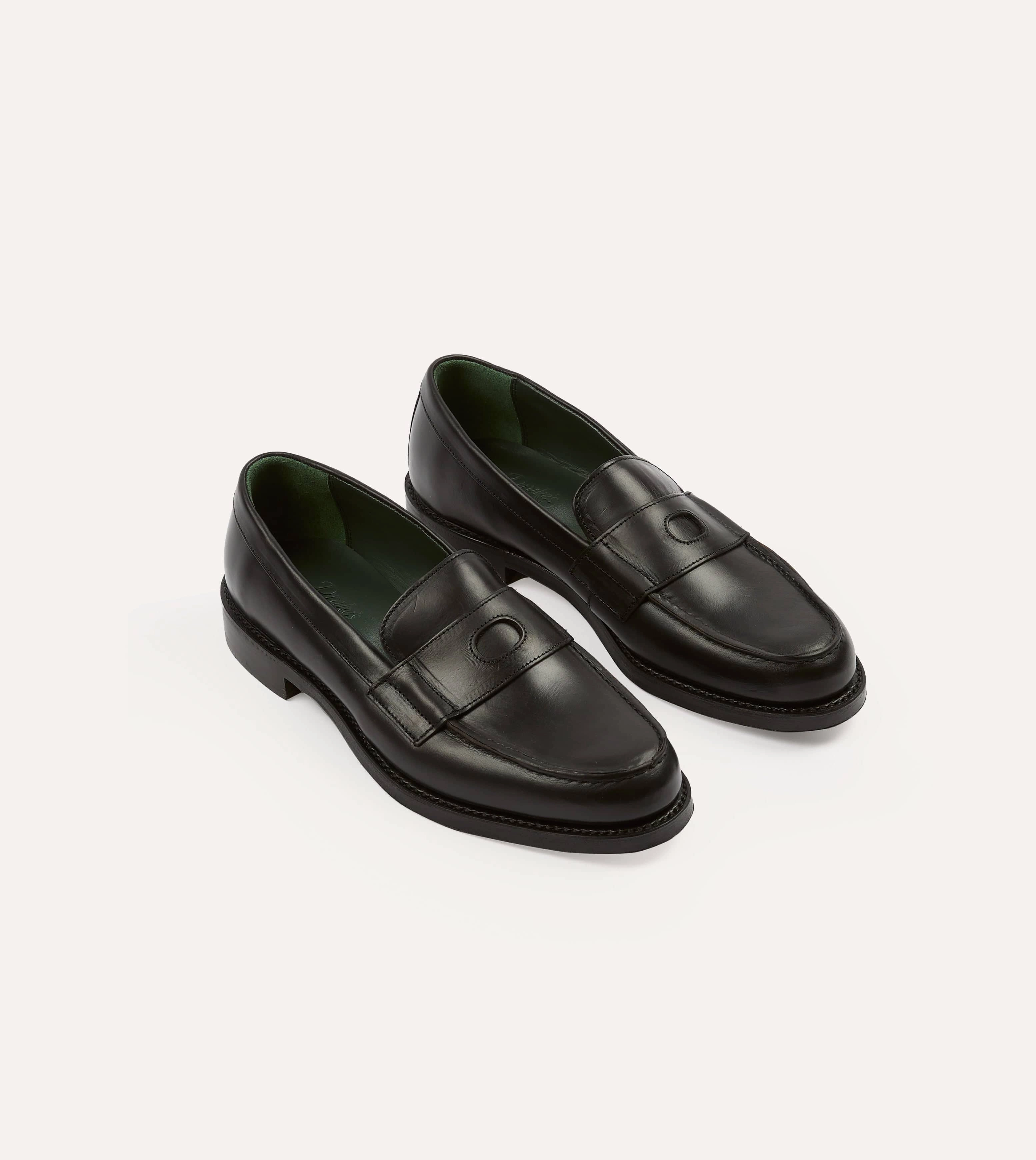 Black Leather Charles Goodyear Welted Penny Loafer Comfortable to wear Evening Stroll