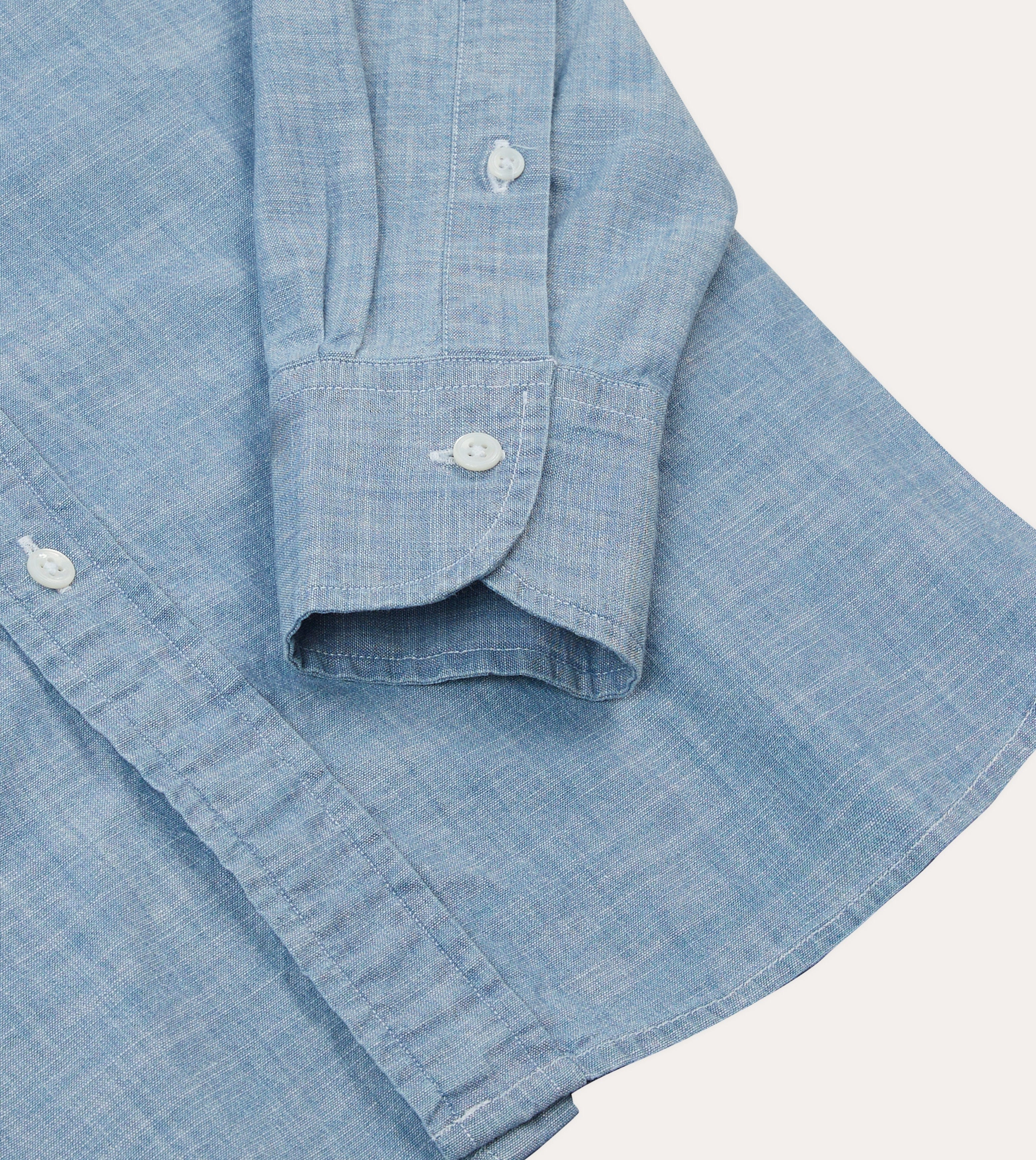 Breathable fabric Chambray Cotton Mandarin Collar Shirt