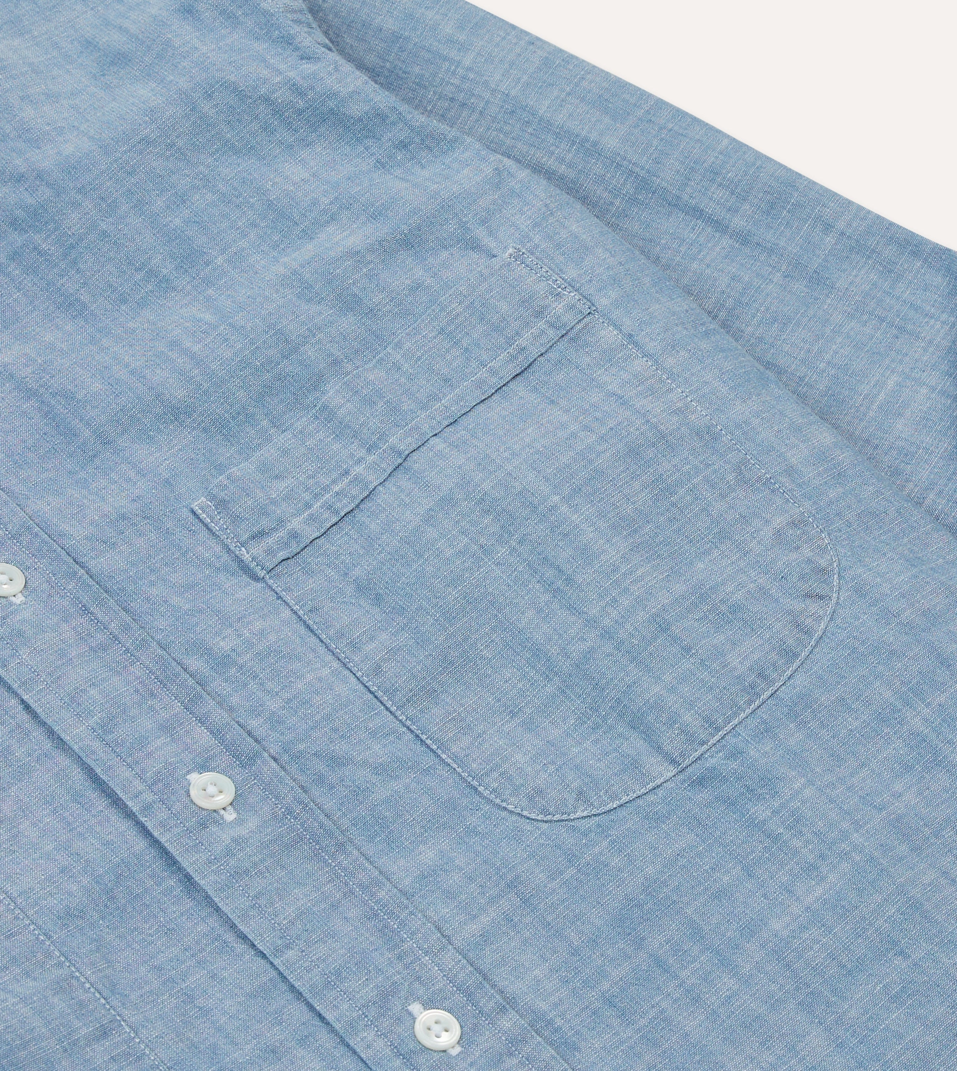 Corporate Event Chambray Cotton Mandarin Collar Shirt